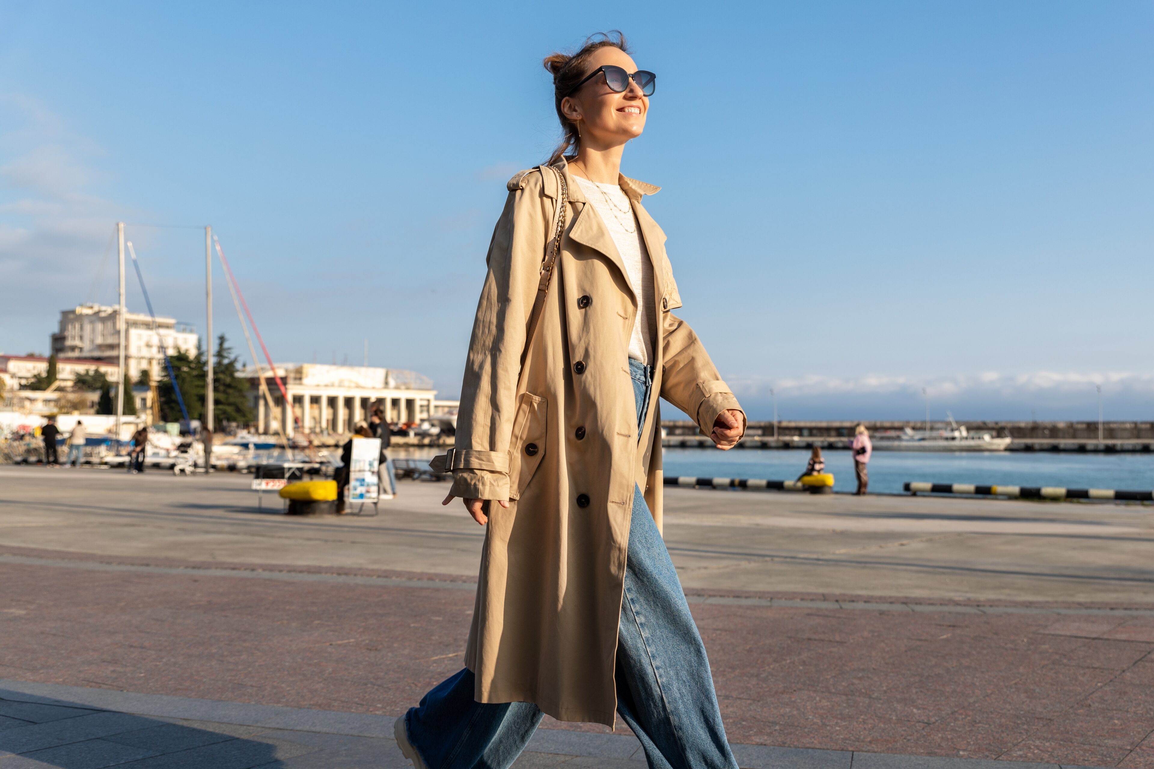 Wide-Legged Pants And A Trench Coat 