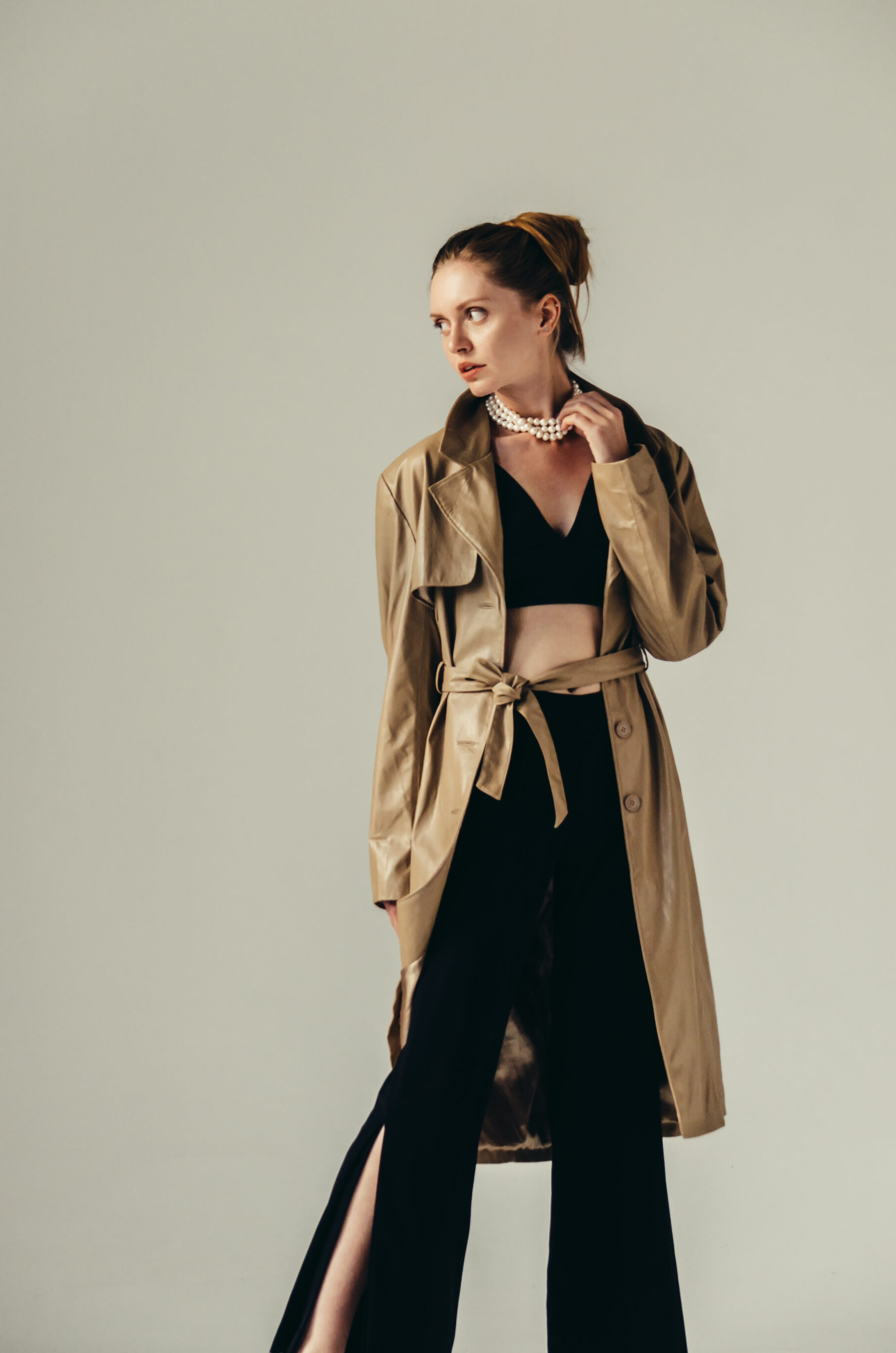 Trench Coat With A Crop Top