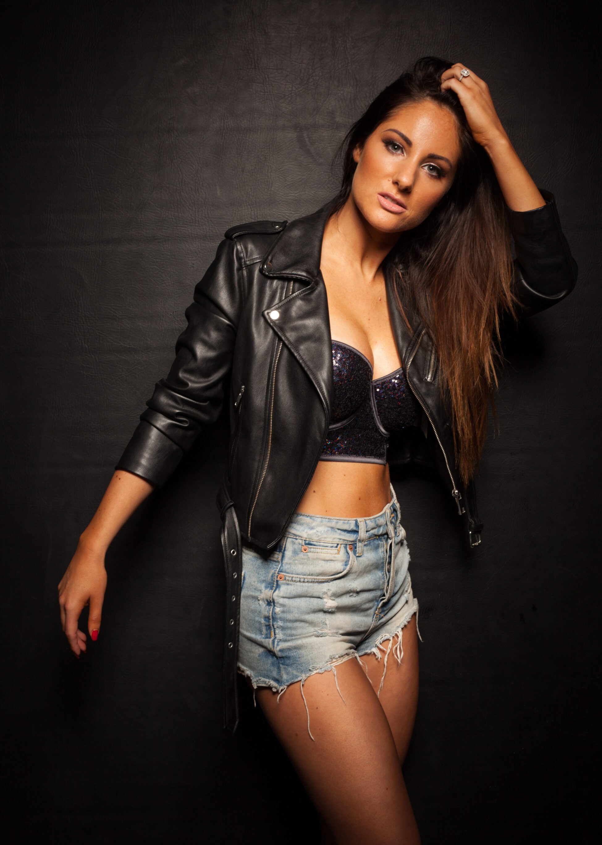 Leather Jacket And Short Jeans