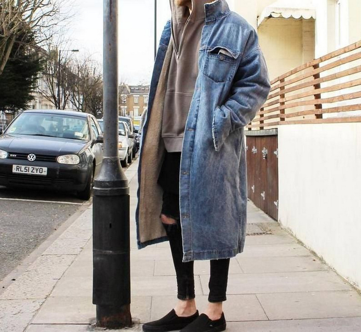 Hoodies And Long Denim Jacket