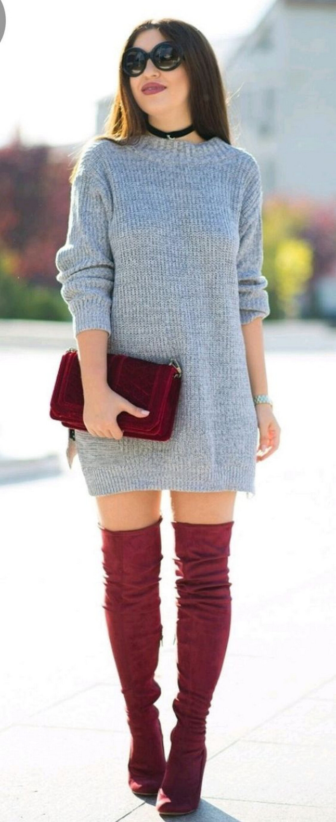 Wool Dress and Knee-High Boots