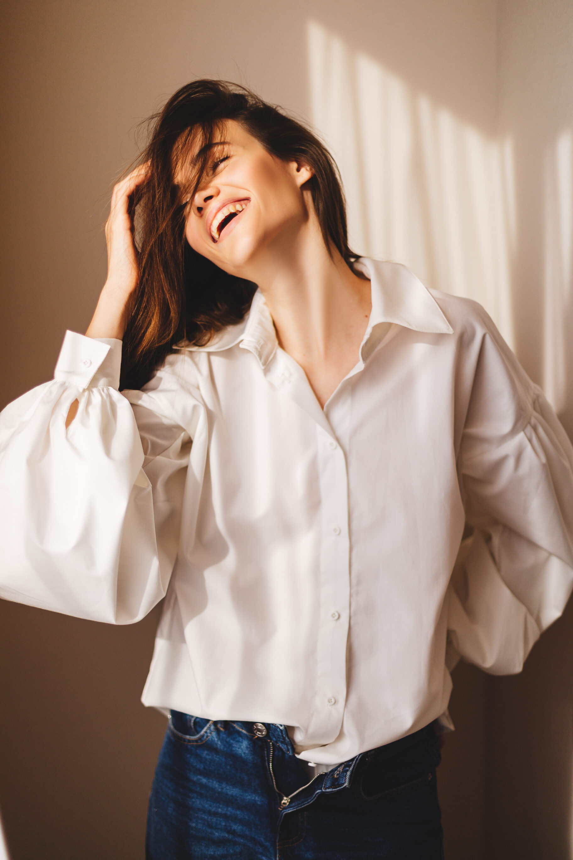 Puff Sleeves Shirt And Jeans