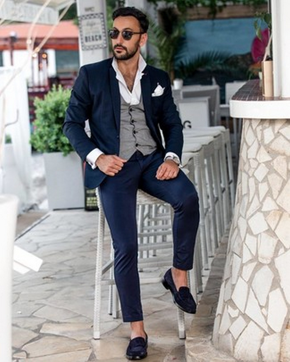 Suit And Blue Suede Brogues