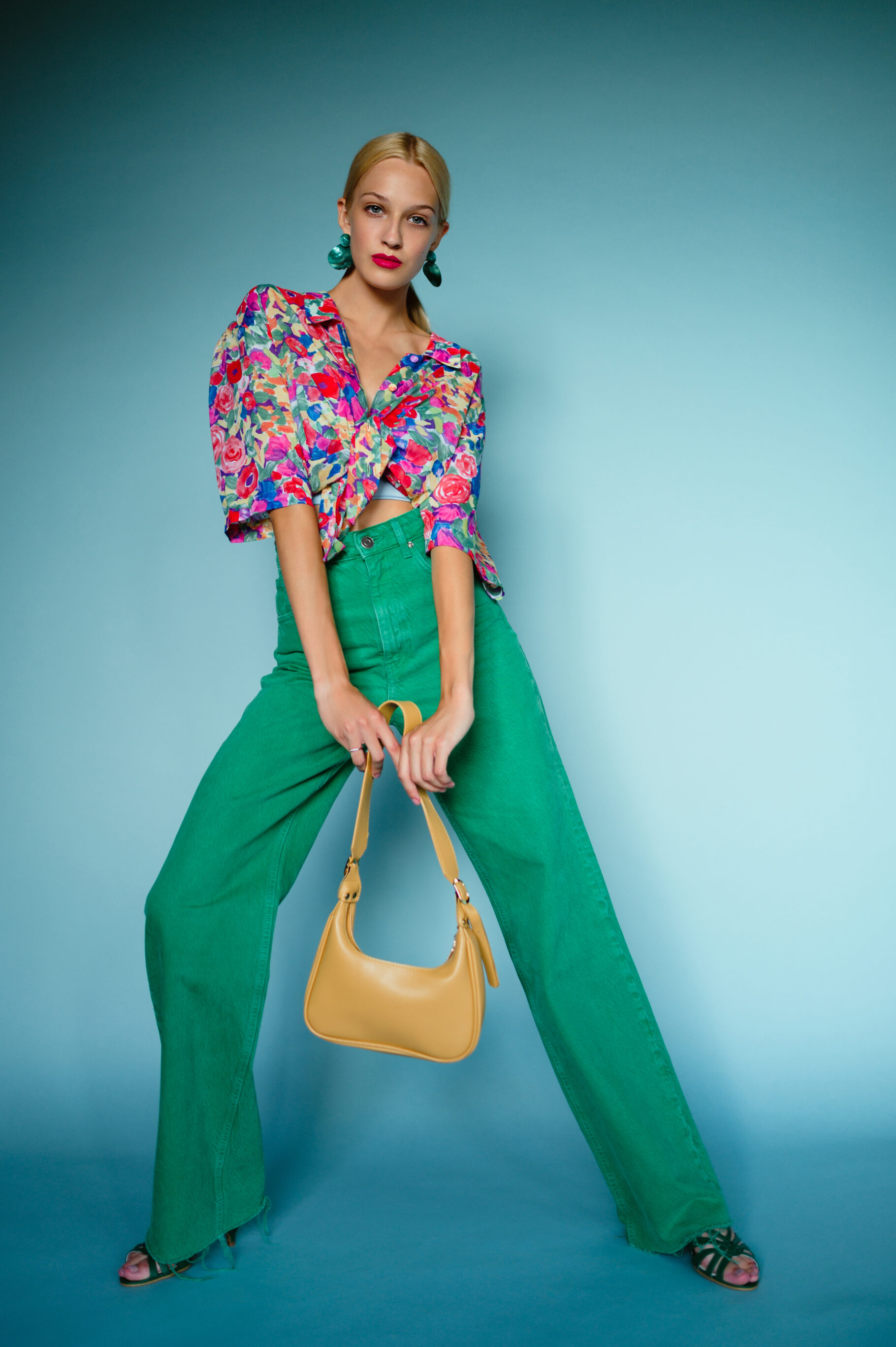 Patterned Shirt With Green Wide-leg Pants