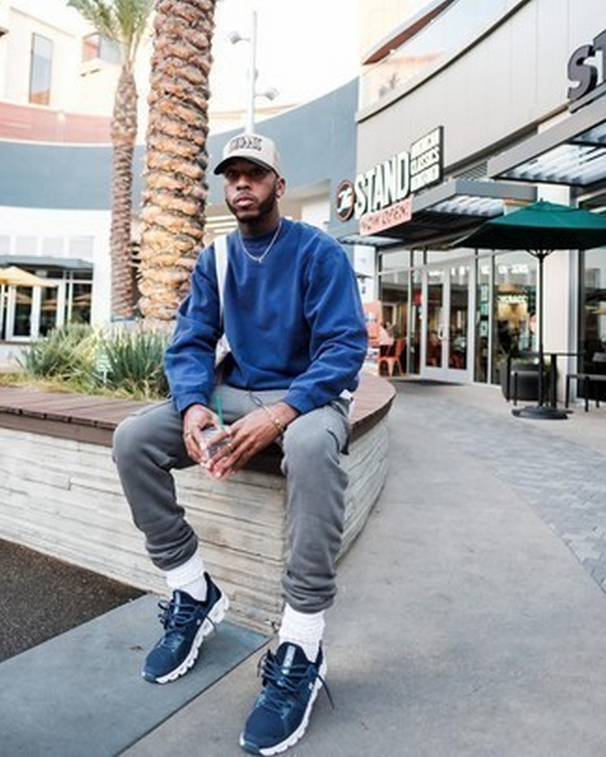 Sweater And Blue Sneakers