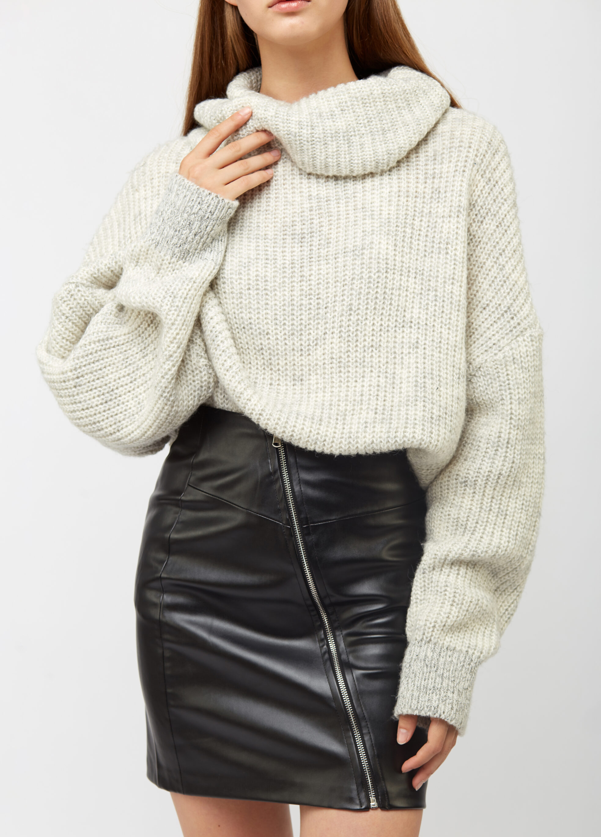 A Leather Skirt and Sweater