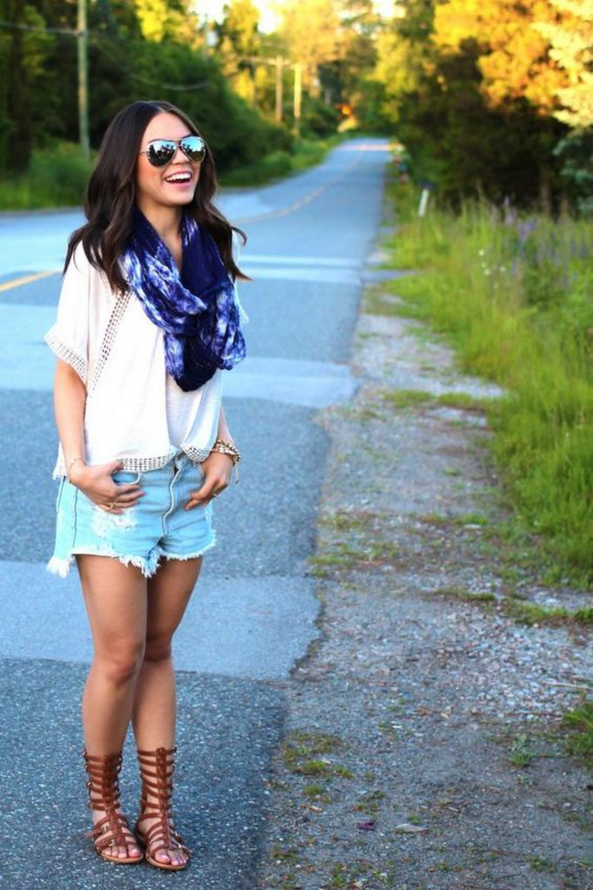 Combine Outfits with a Bandana and Gladiator Sandals