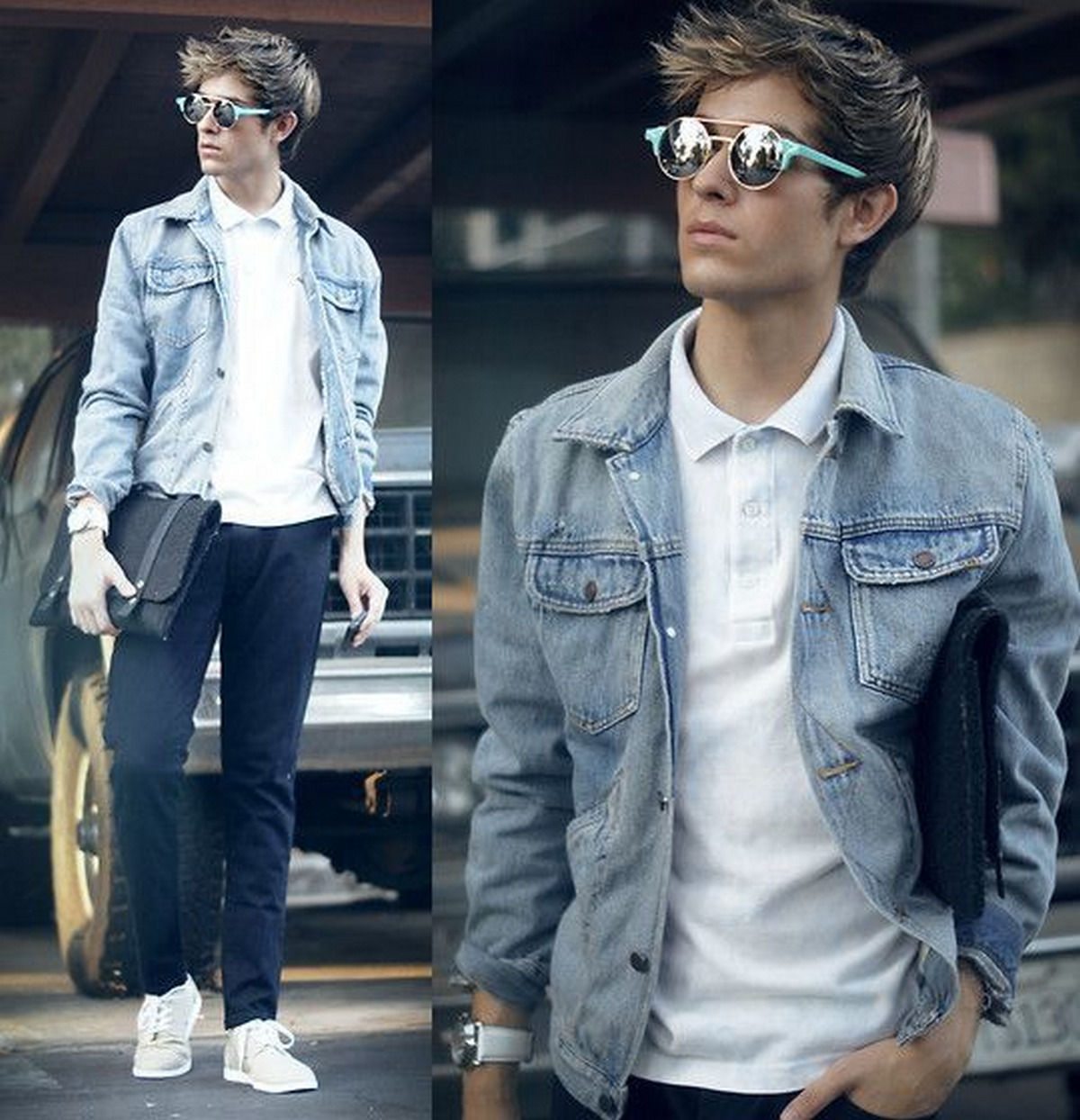 Blue Denim Jacket Combination  Denim Jacket Outfit Men - TiptopGents