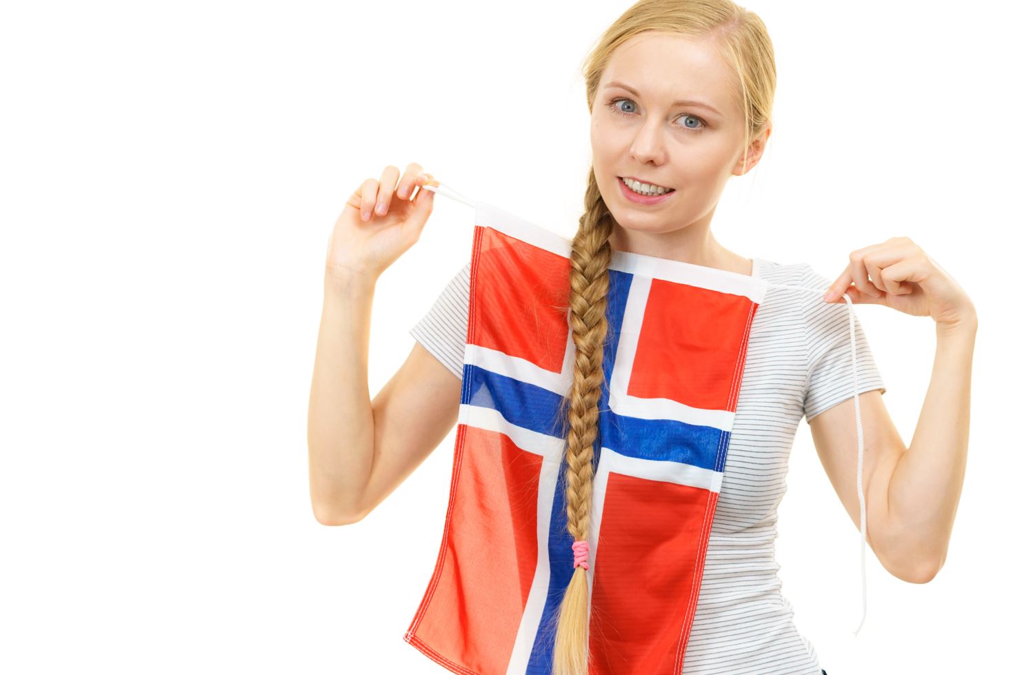 A Norwegian girl with her nation’s flag