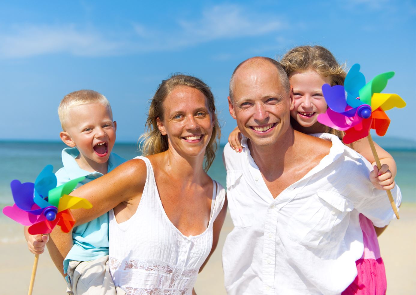 A family of Swedish people on the beach