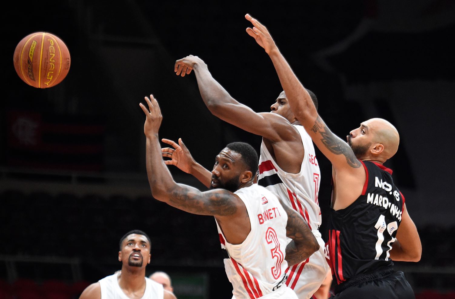 Flamengo and São Paulo basketball teams at Rio de Janeiro-Brazil