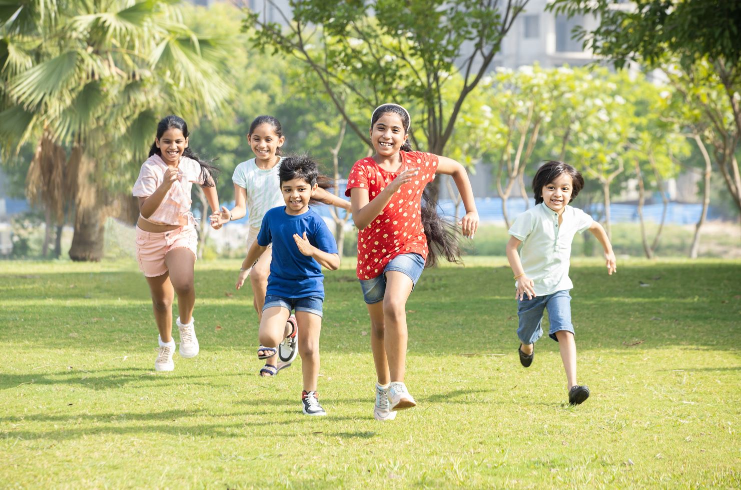 Indian children are playing outdoors