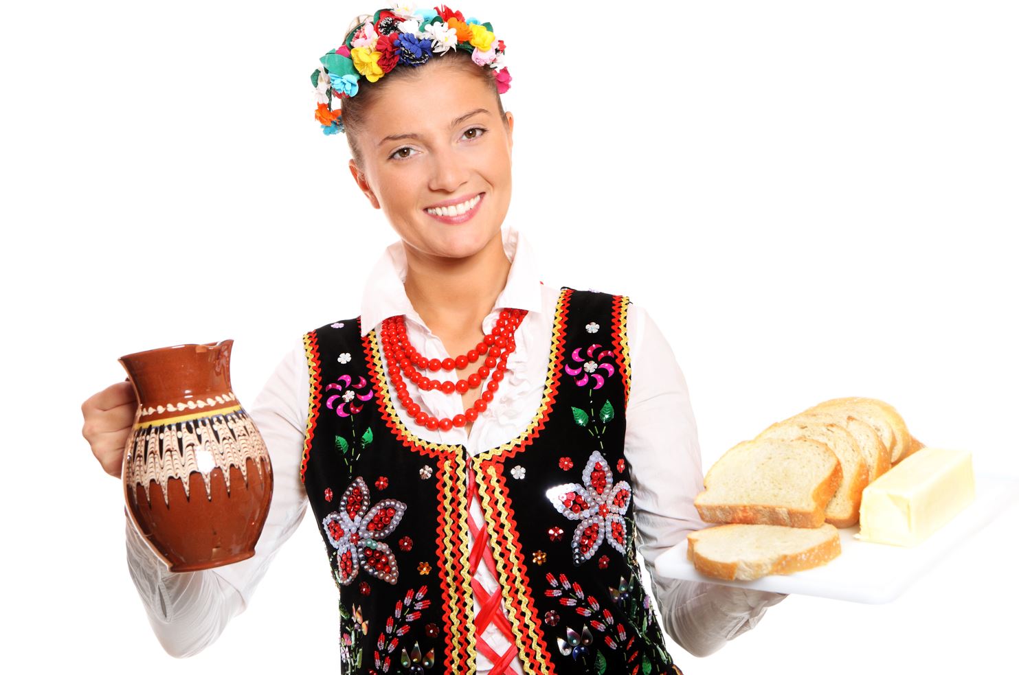 Polish female in Poland’s traditional outfit looks really tall