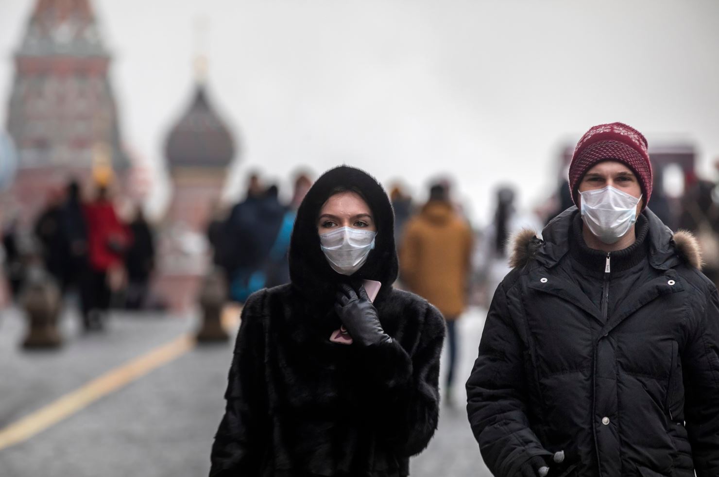 Russian female and male on a street in Moscow