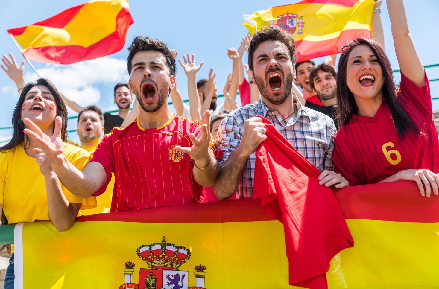 Spanish supporters at a stadium