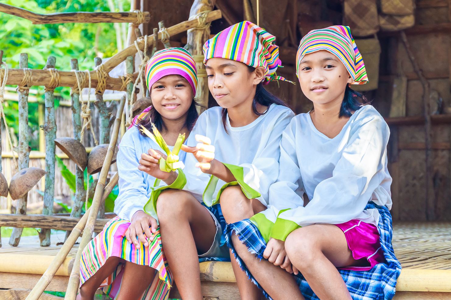 Young Filipino girls in their traditional clothes