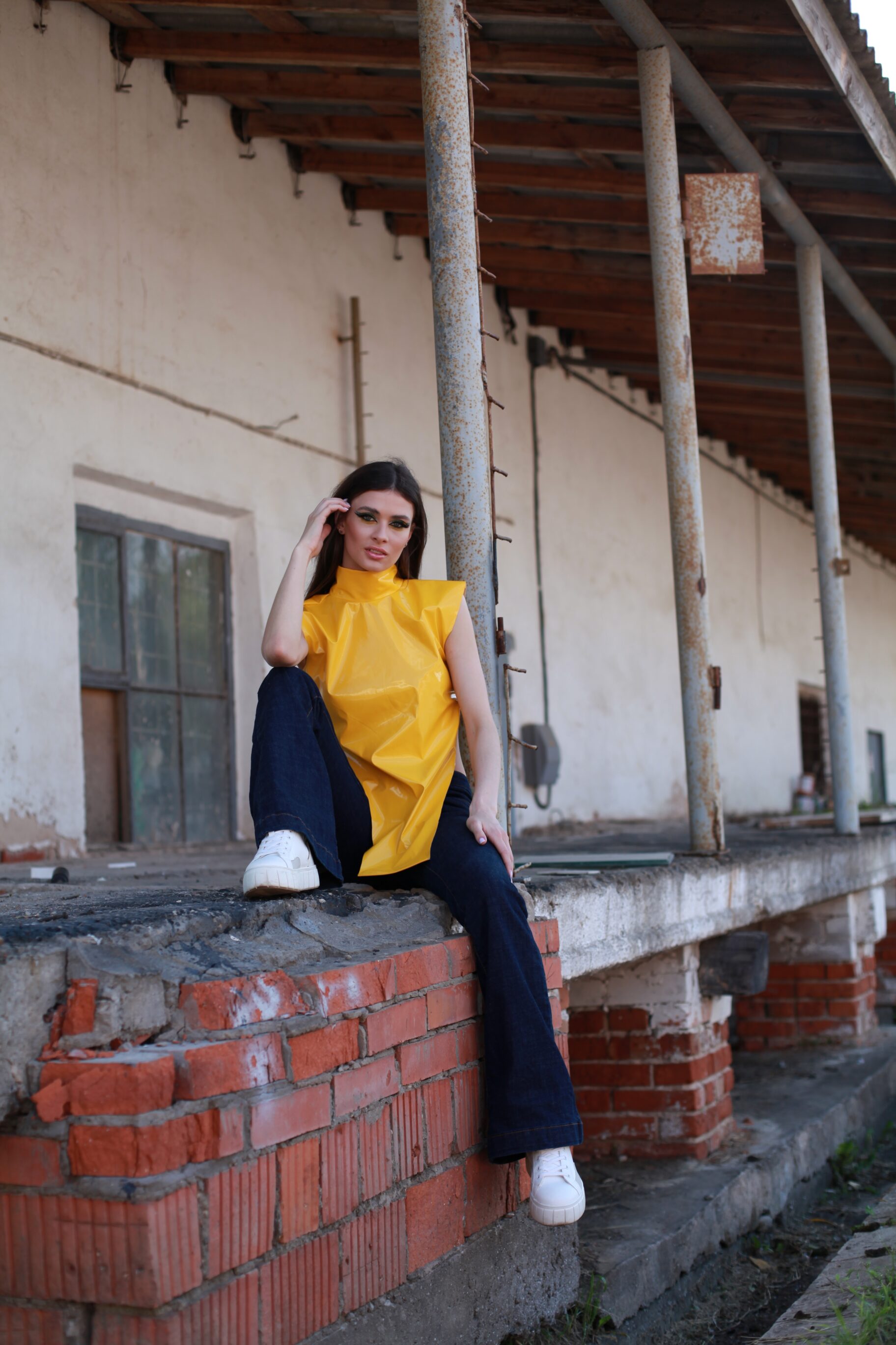 Yellow Latex Sleeveless Shirt