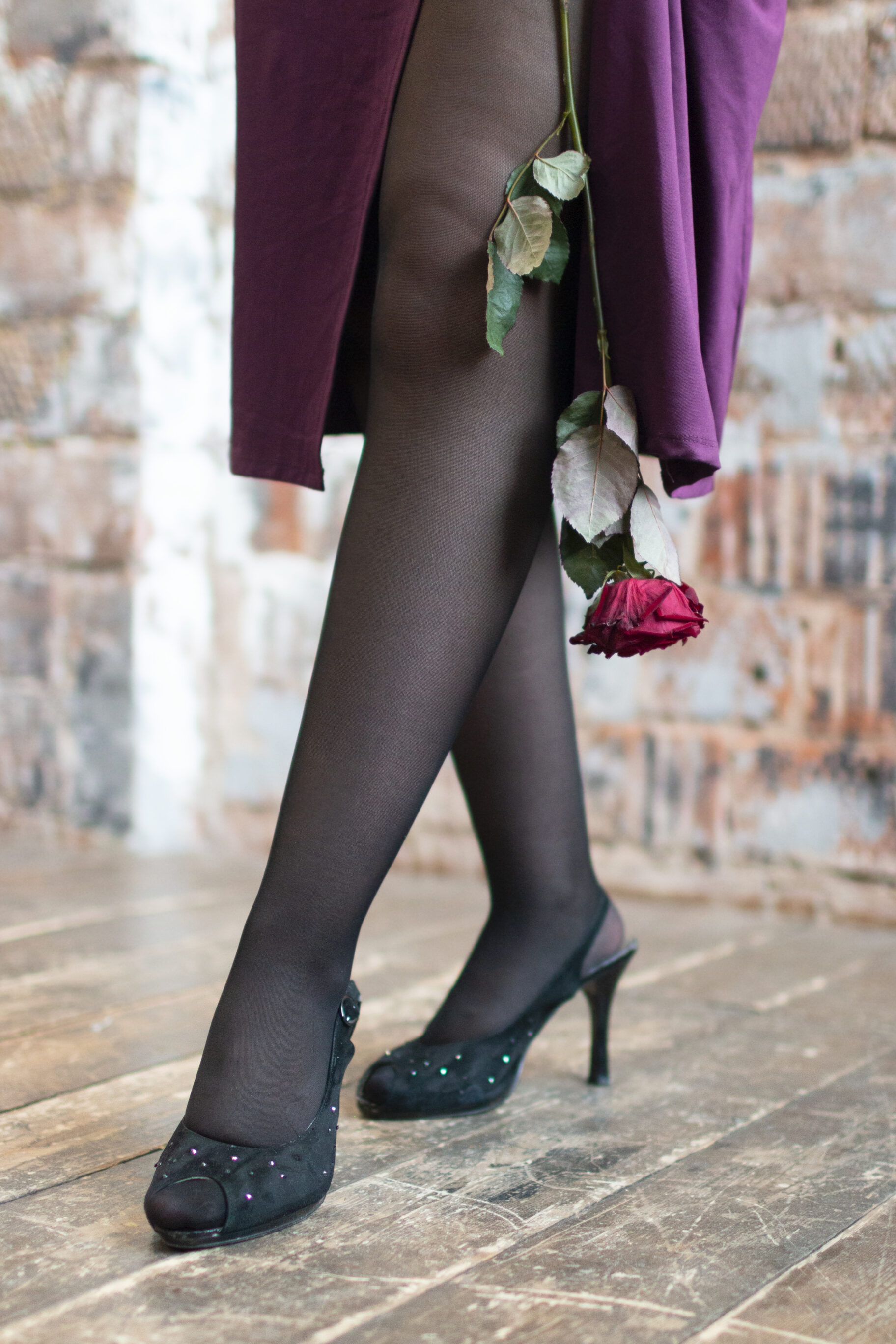Black High Heels with Dark Tight