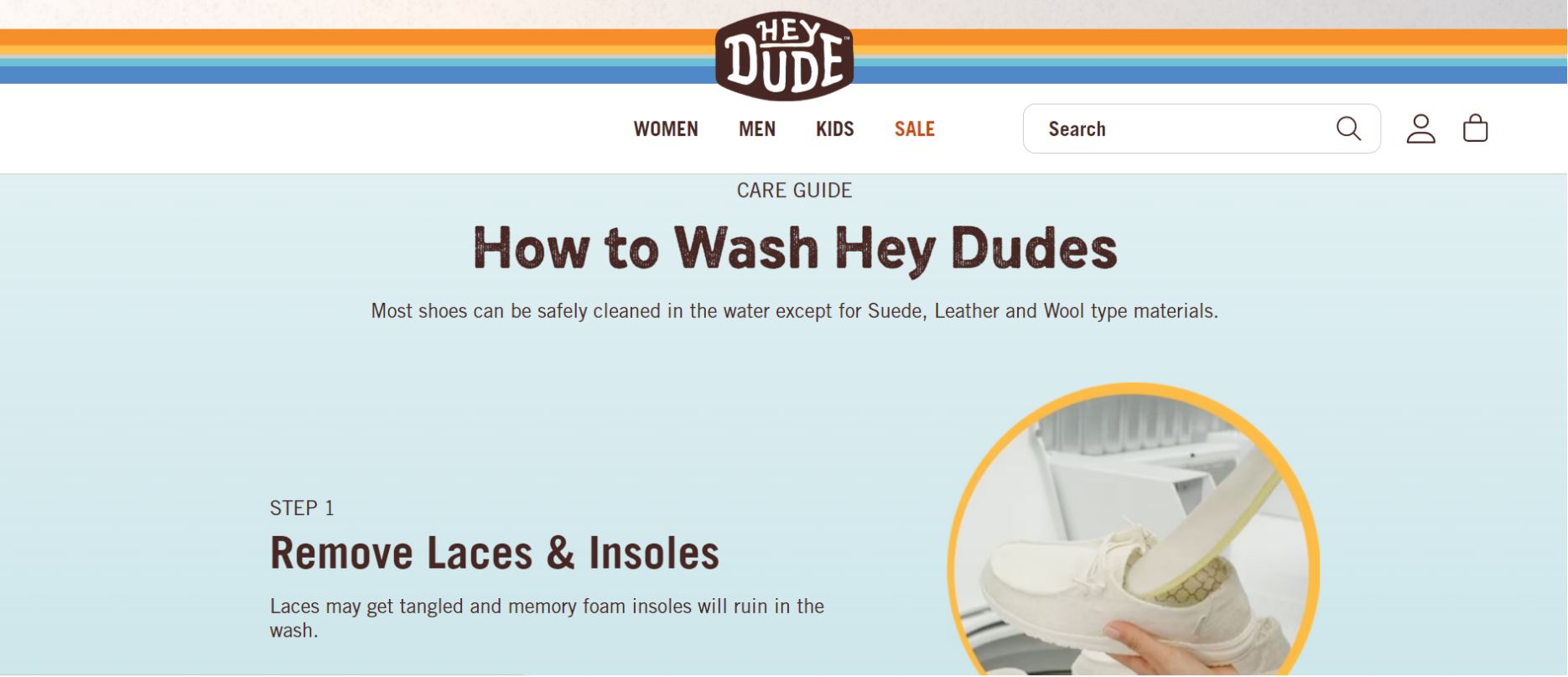 How to care for your Hey Dudes’ shoes? Photo screenshotted from the brand’s official website