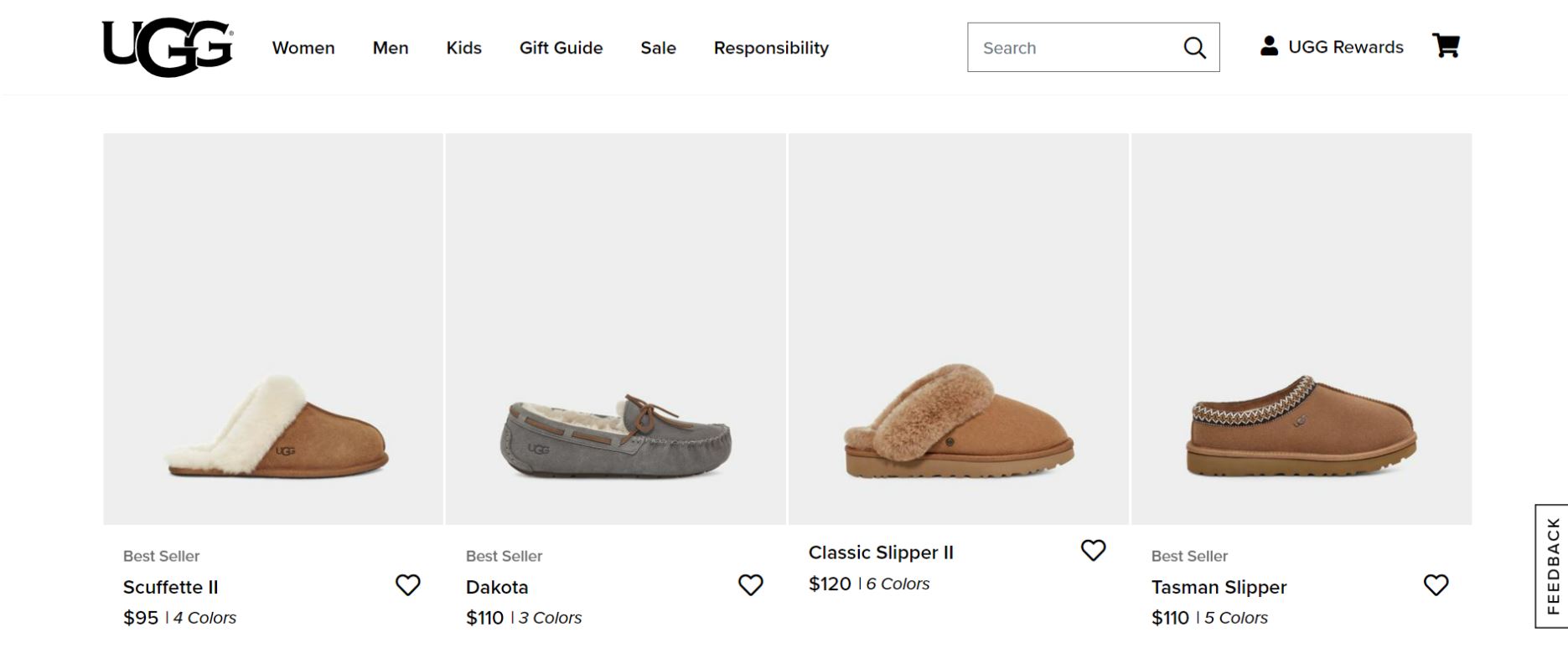 Ugg slippers for women. Photo screenshotted from Ugg’s official website