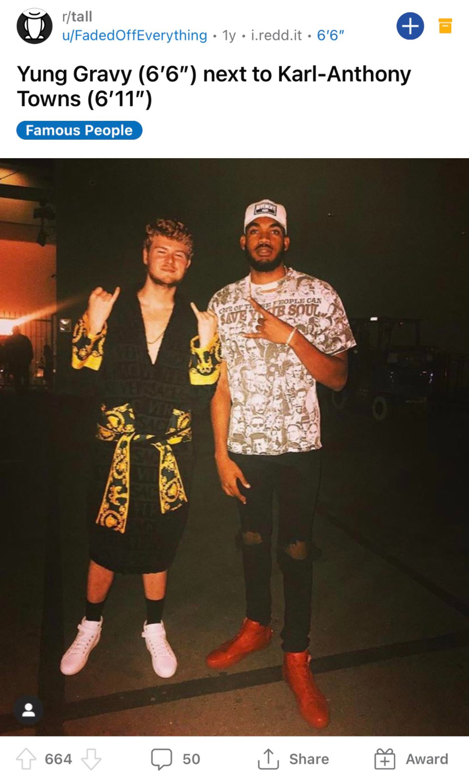 Yung Gravy and Karl-Anthony Towns via Twitter.