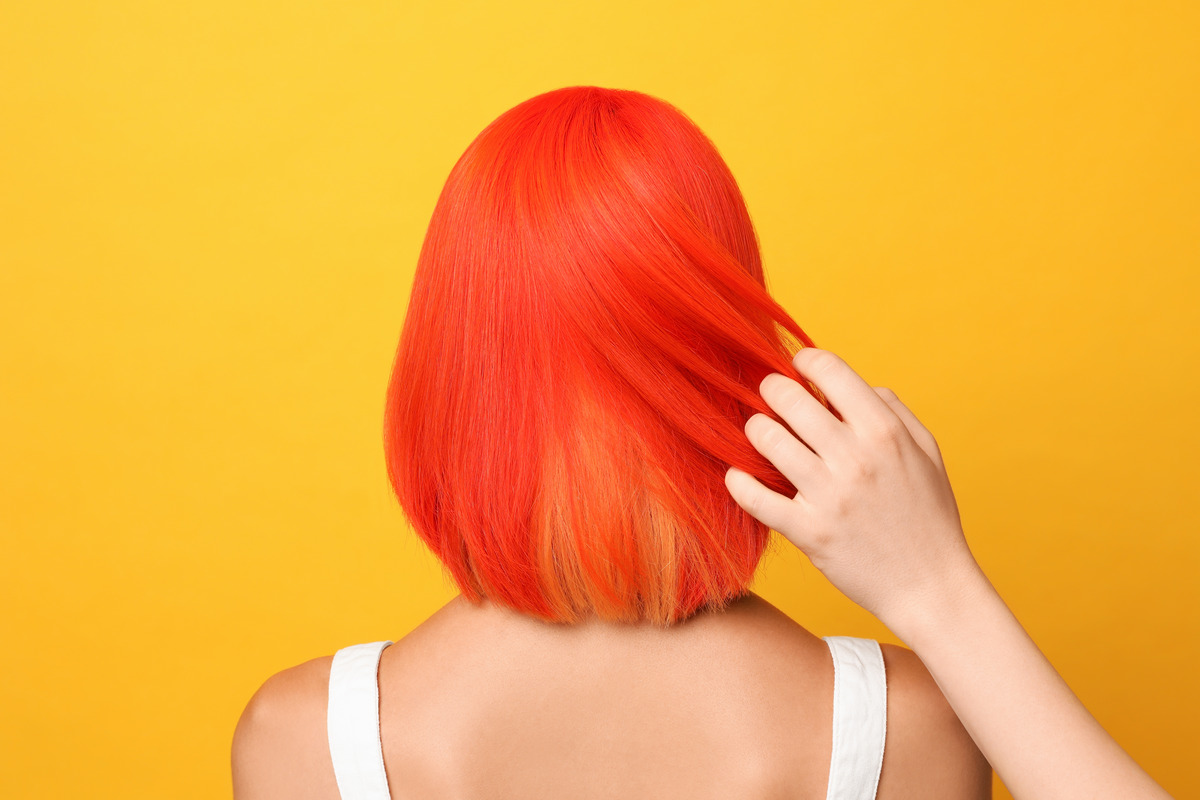 Bright Blonde Orange Bob Hair