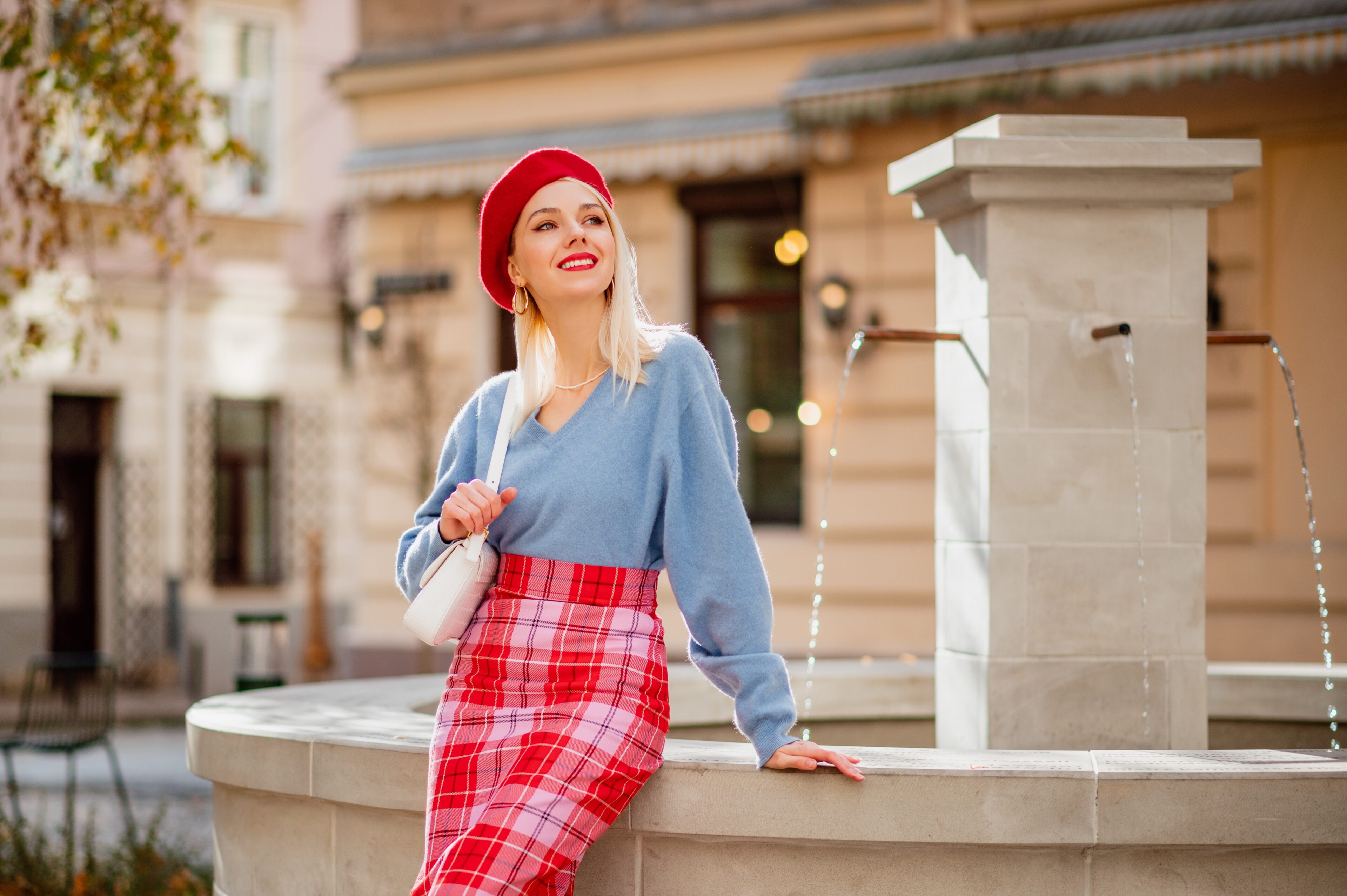 Cardigan Shirt With Striped Pencil Skirt