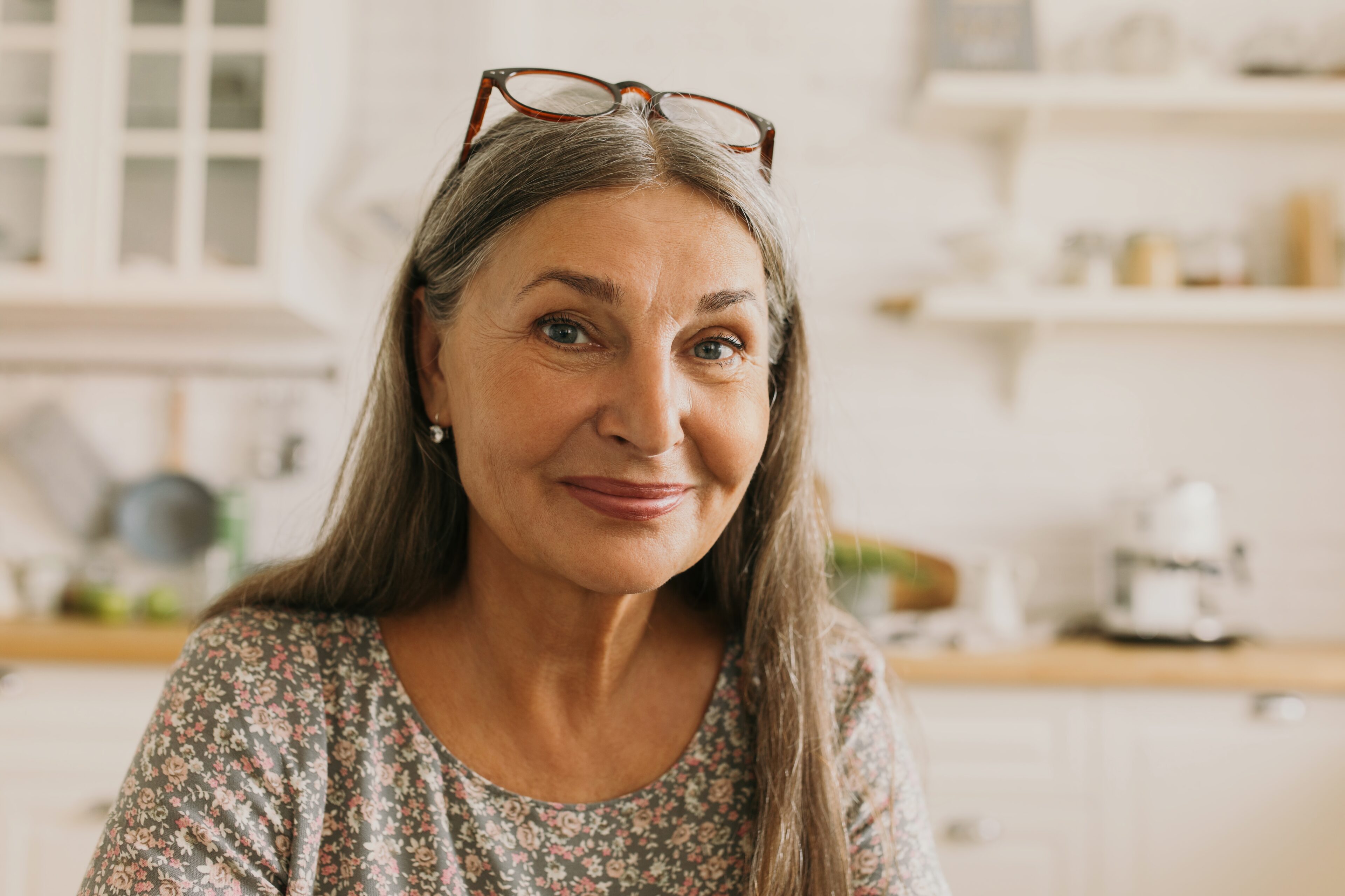 Long Gray Hair With Center-Part