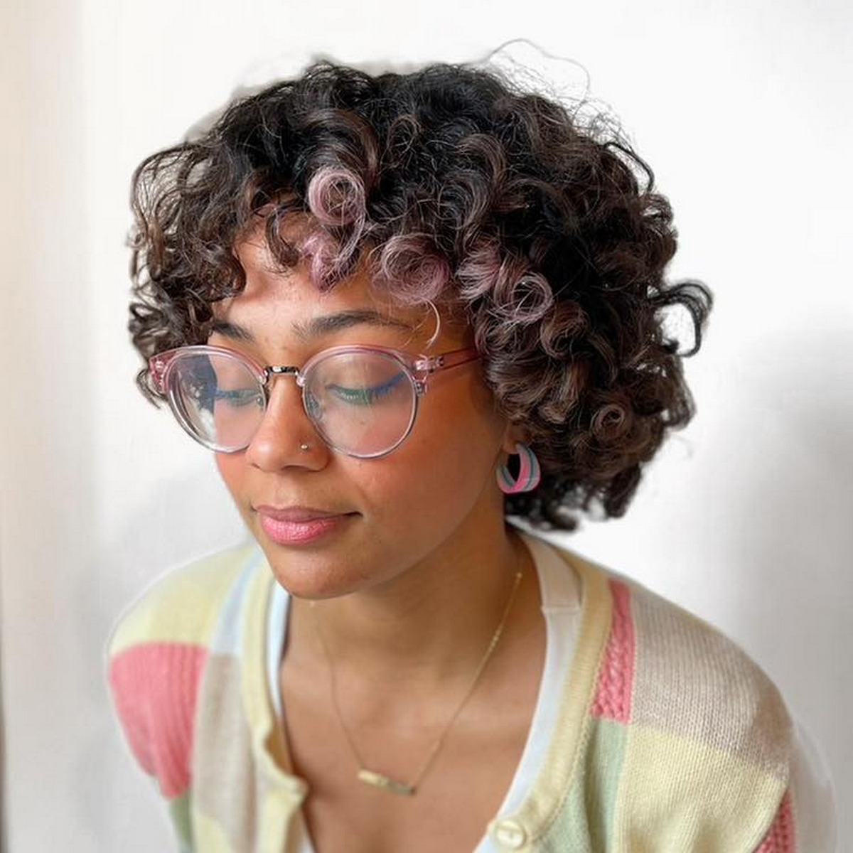 Medium Curly Cut with Bangs