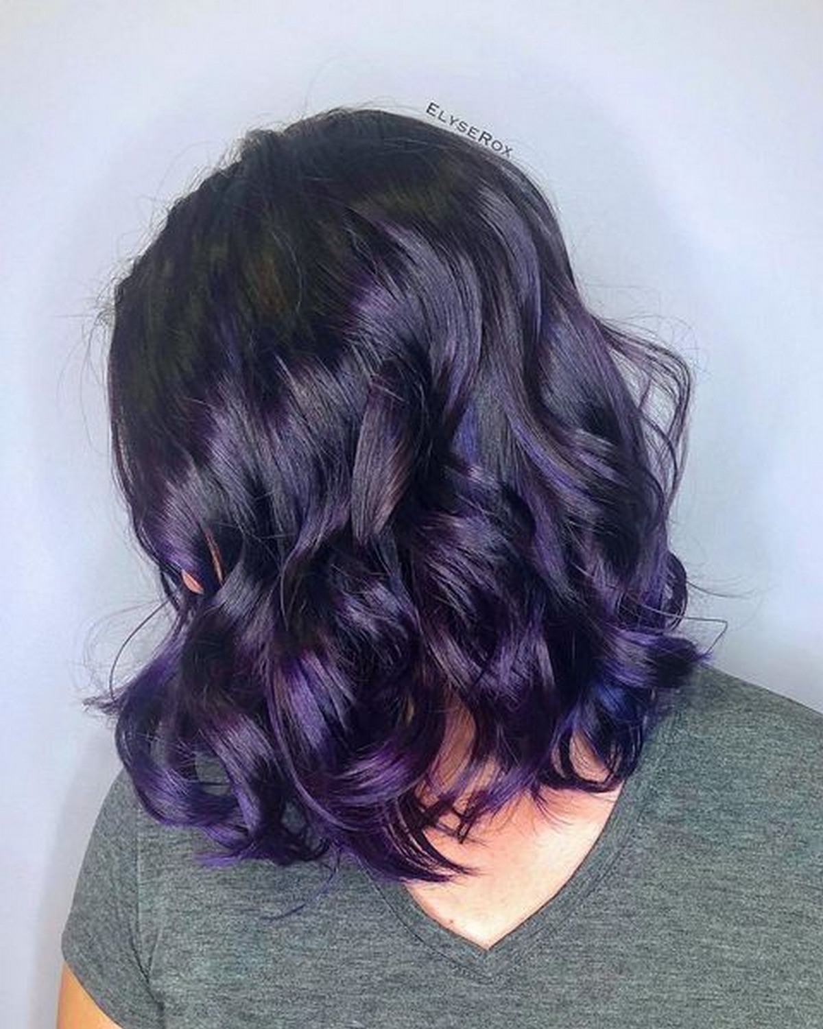 Sleek Ombre Purple Dark Hair