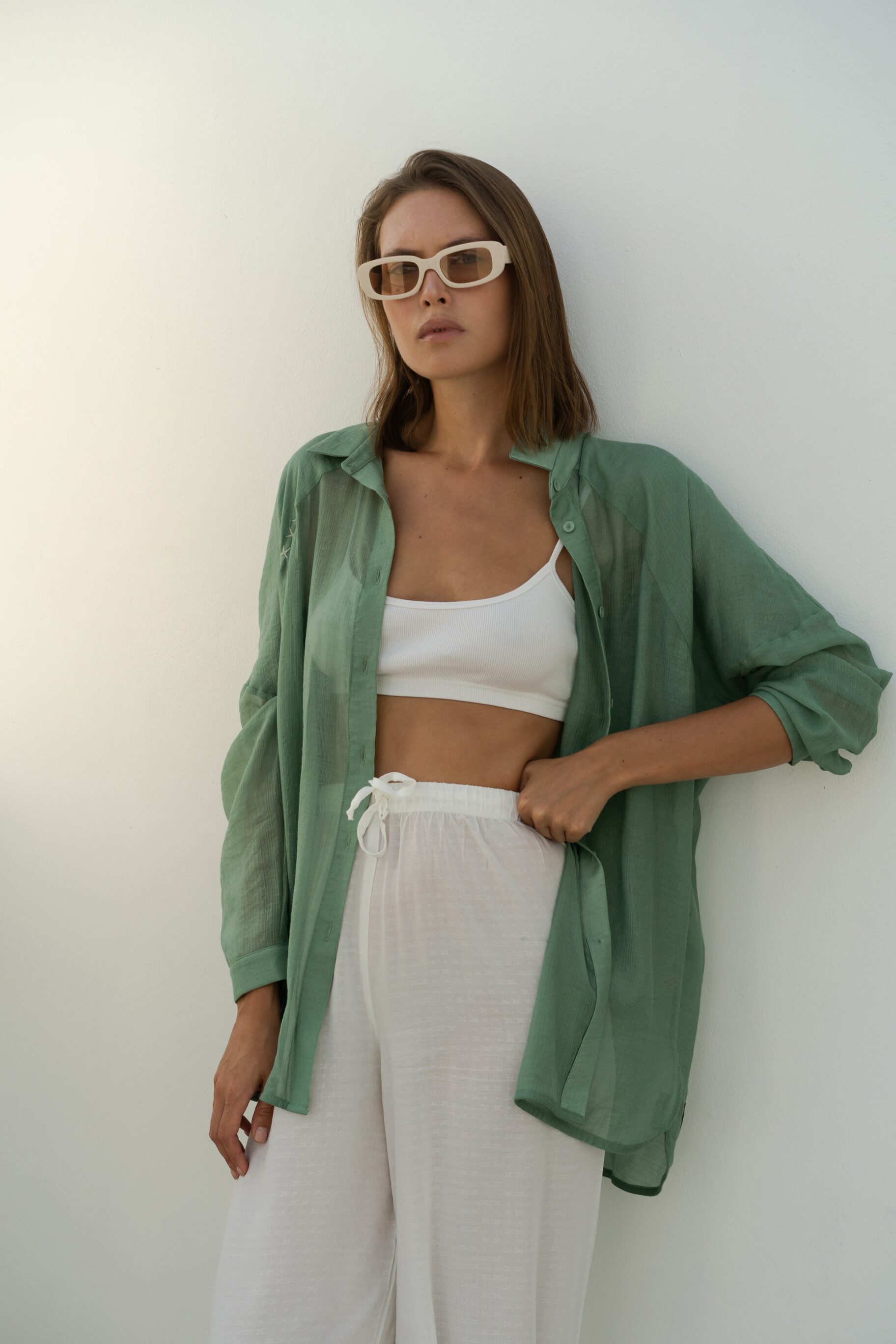 Bra with Shirt Coat and Culottes