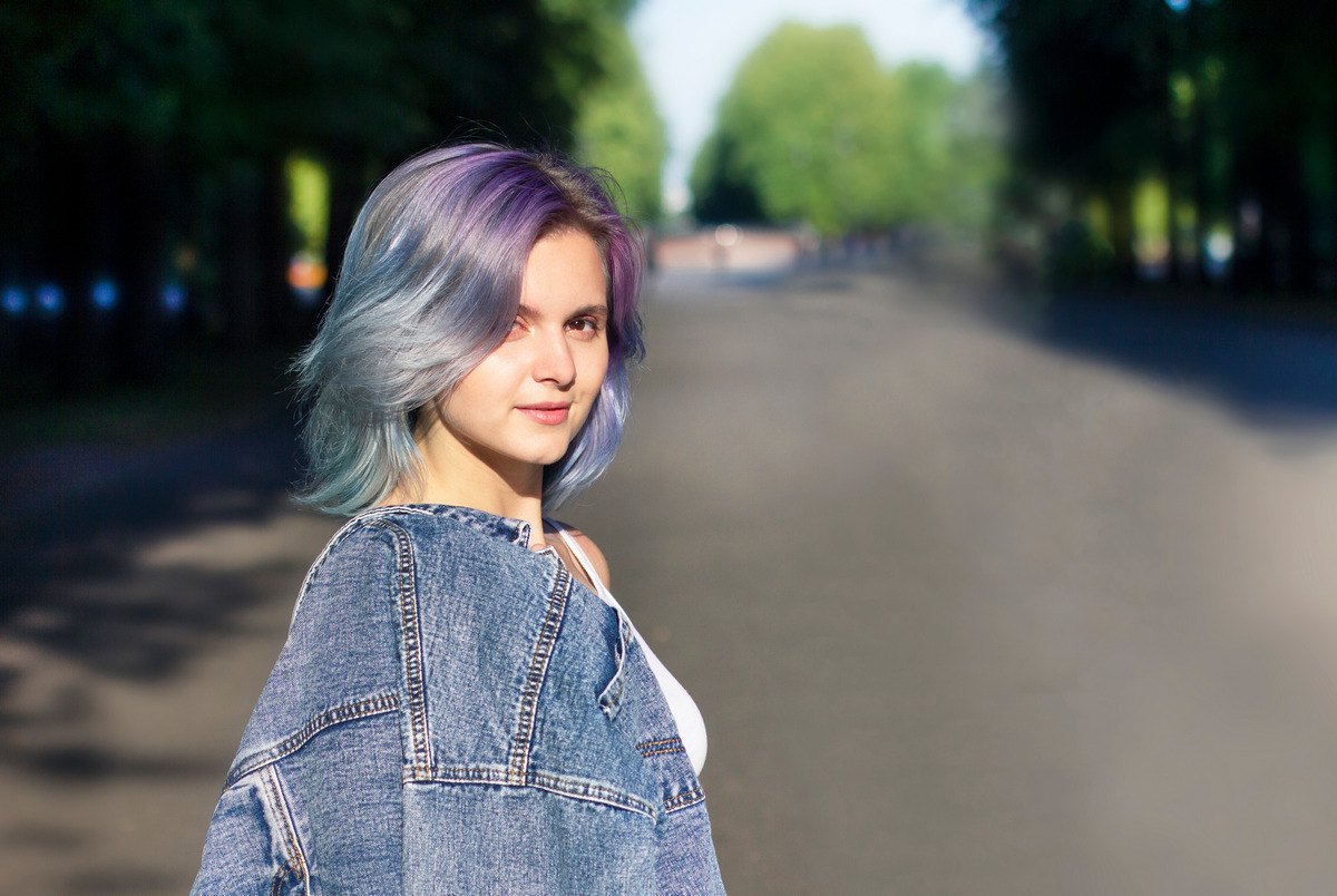 Purple To Grey Ombre Bob Hairstyle