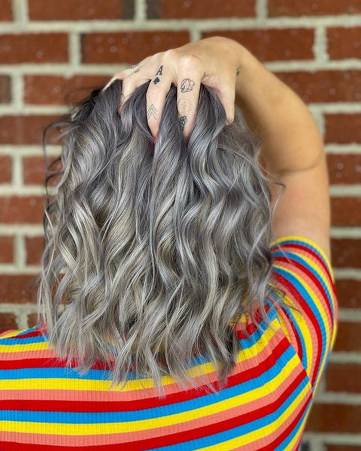 Silver Color With Short Messy Hair 
