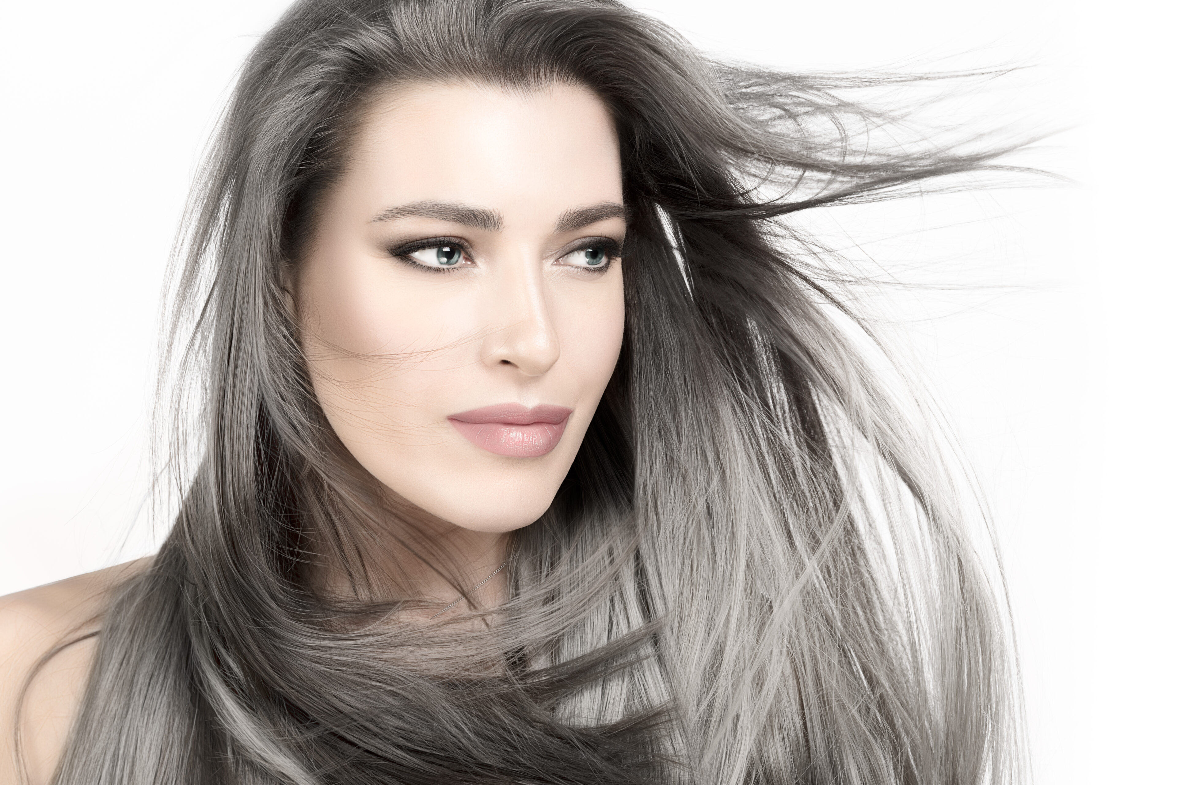 Trendy Straight Silver Hair, Smokey Ash Hair