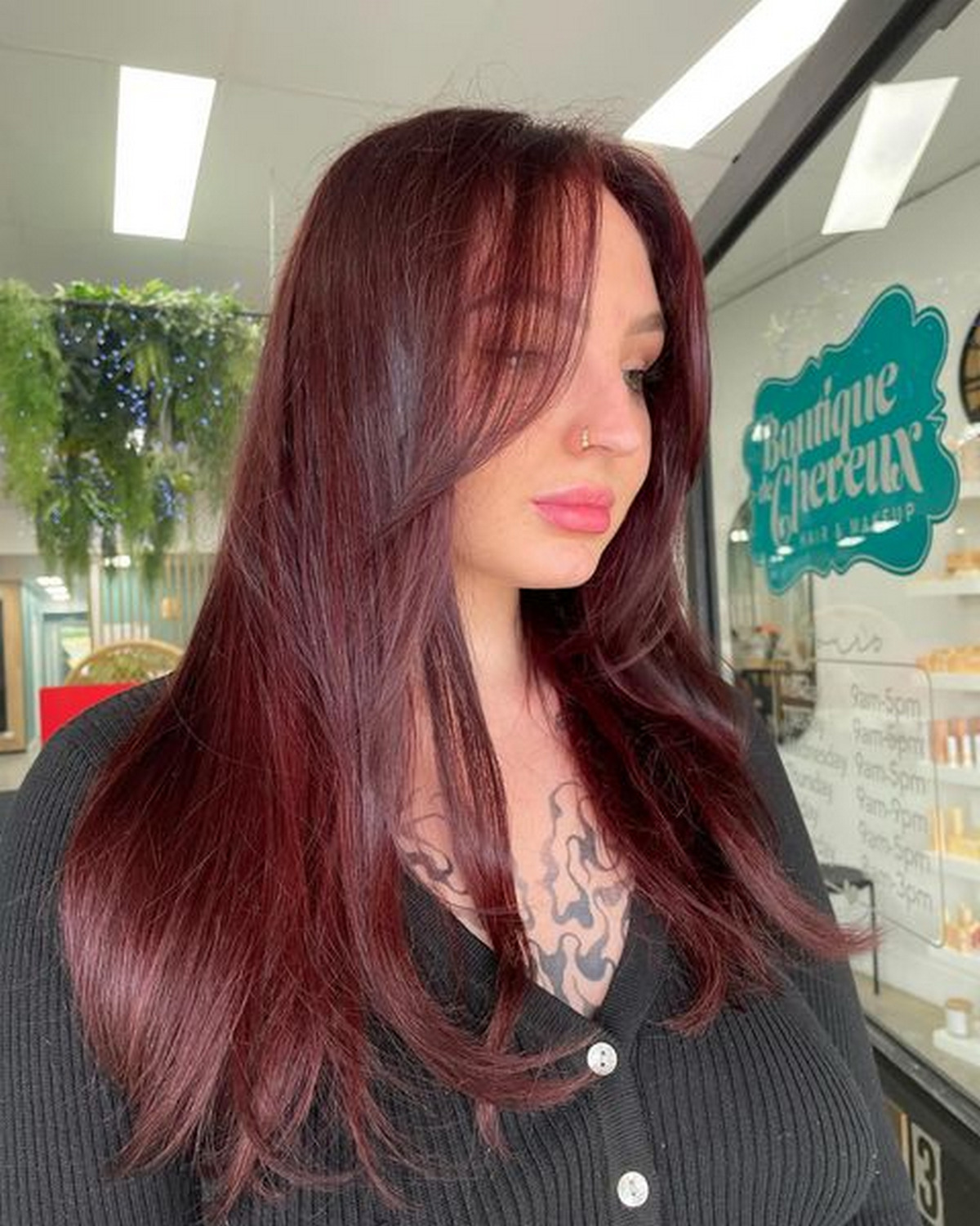 Purple Wine Mahogany Long Hair