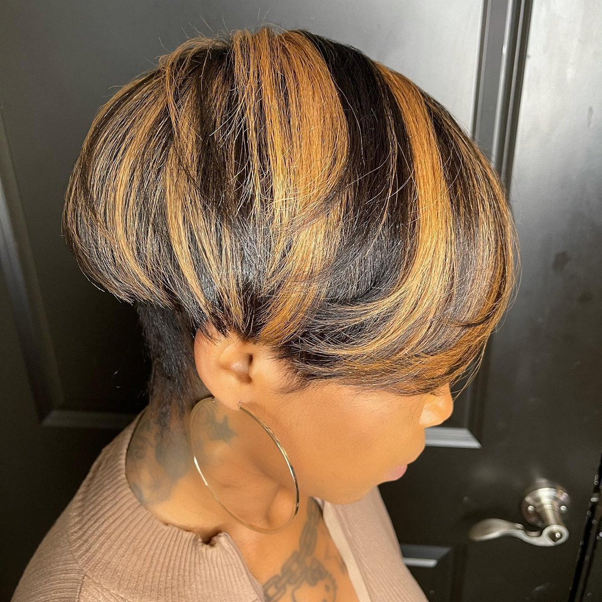 Short Undercut Bob With Chunky Highlights