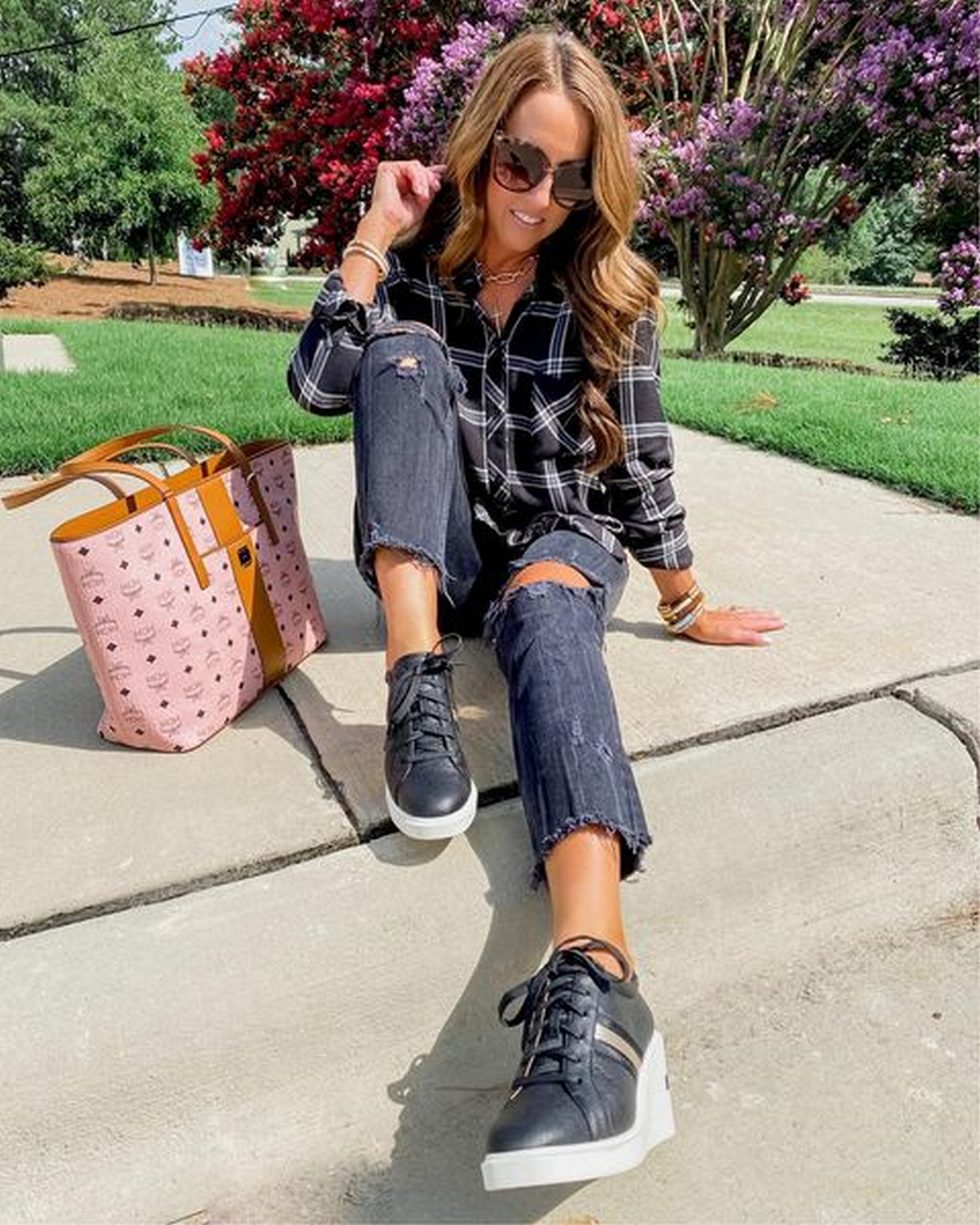 Checkered Shirt And Ripped Jeans