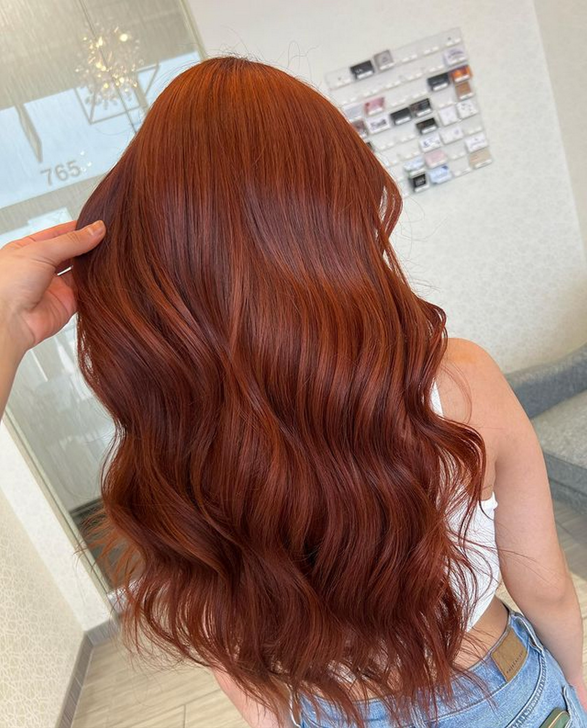 Dark Copper Orange Wavy Hair