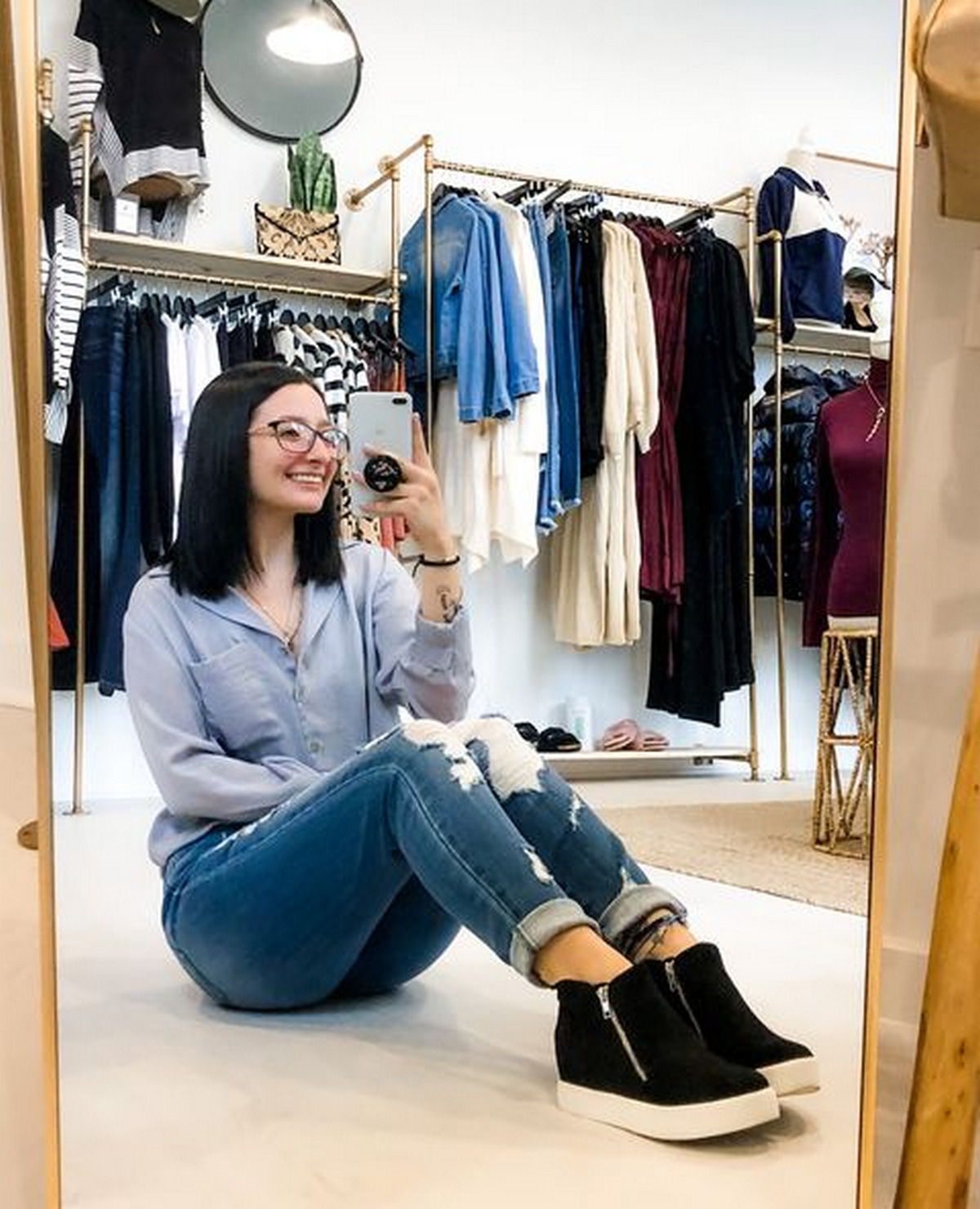 Blue Shirt and Jeans