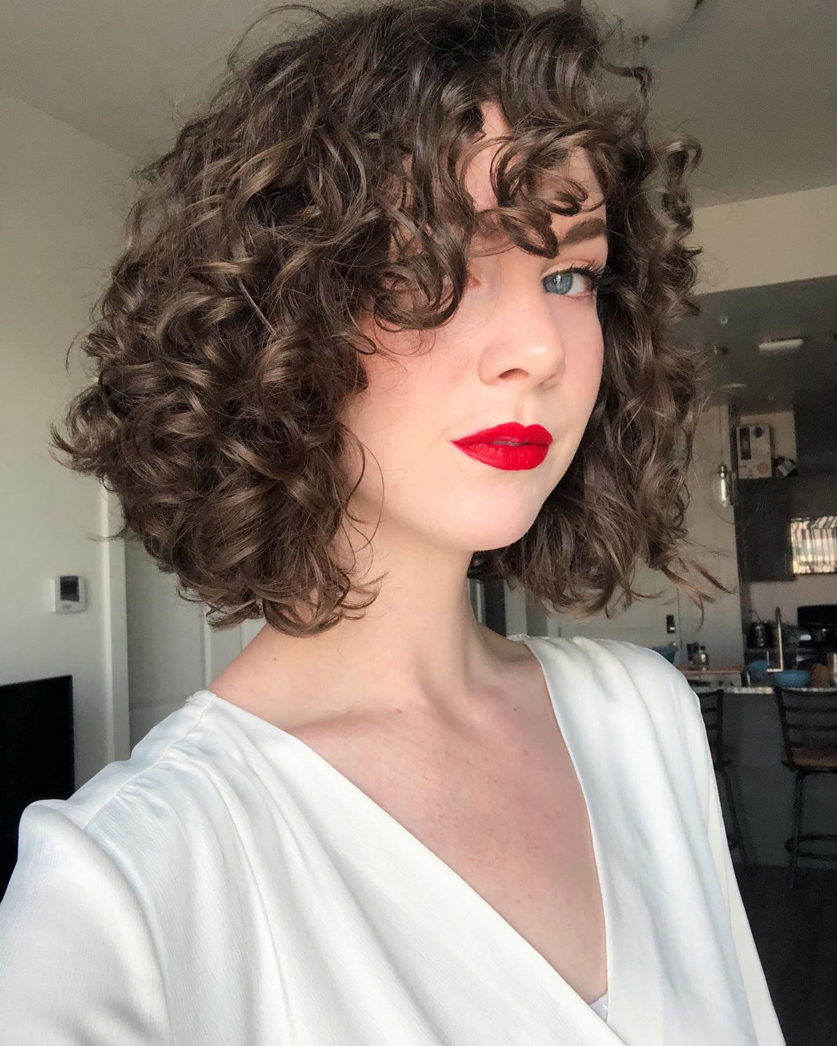 Curly Bob With Curly Bangs