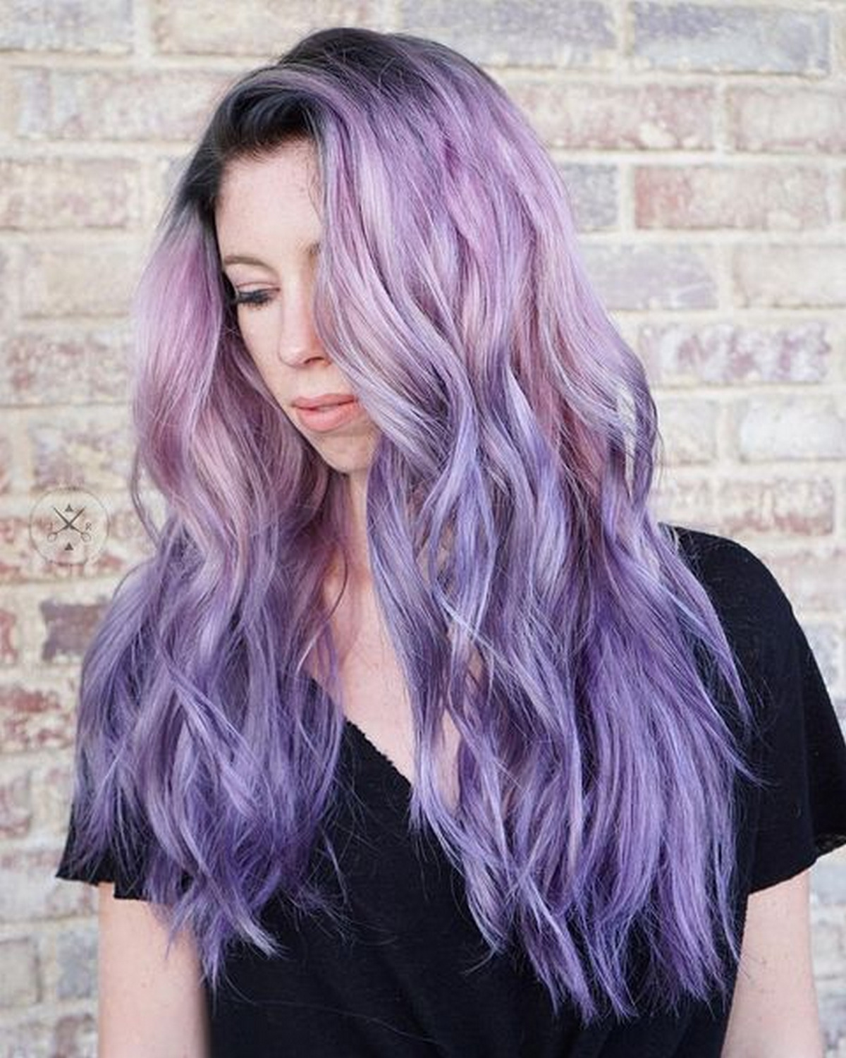 Long Purple Ombre Waves Hair