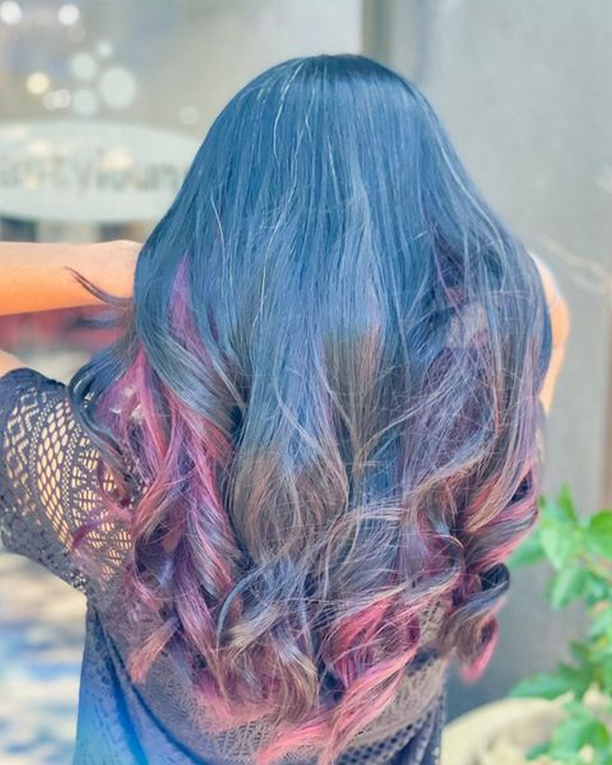 Ombre Blue And Mahogany Hair