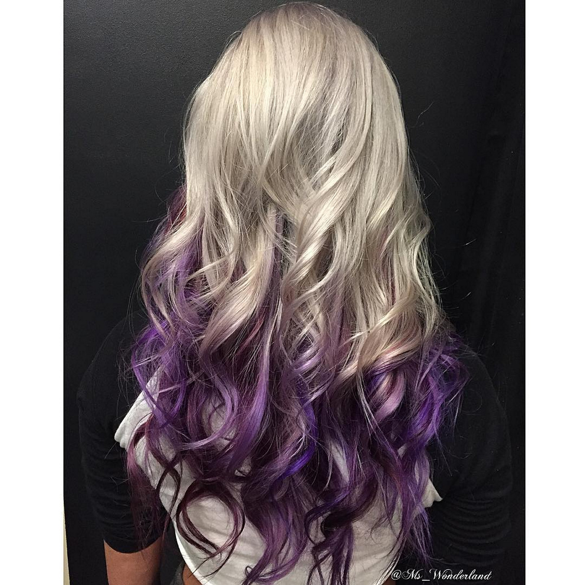 Platinum Blonde and Purple Ombre Hair