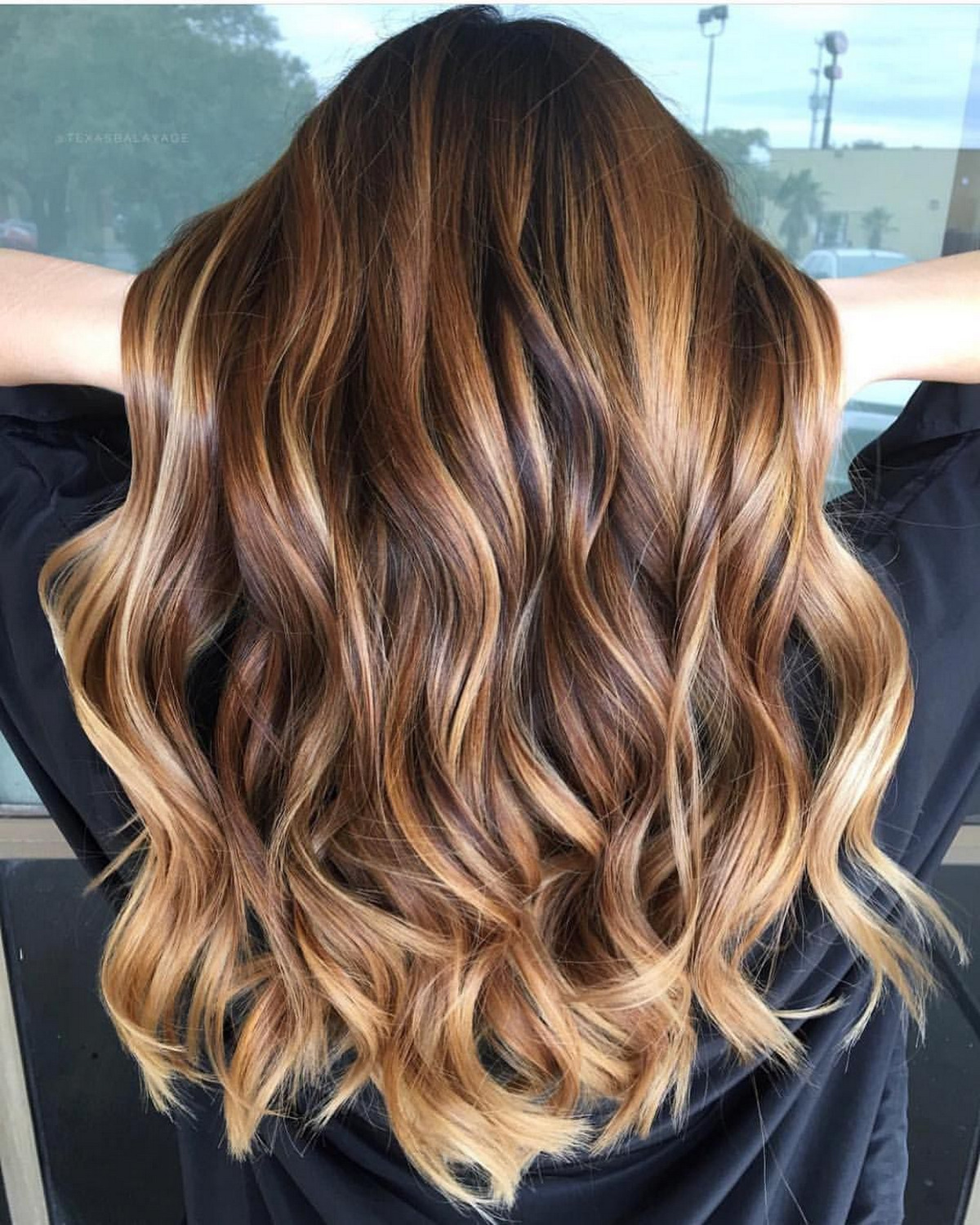 Brunette with Blonde and Honey Brown Highlights