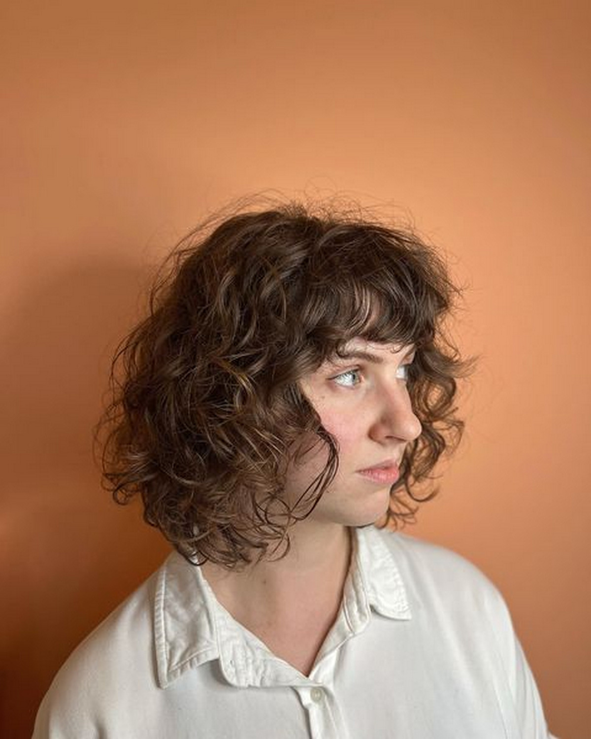 Curly Bob with Bangs