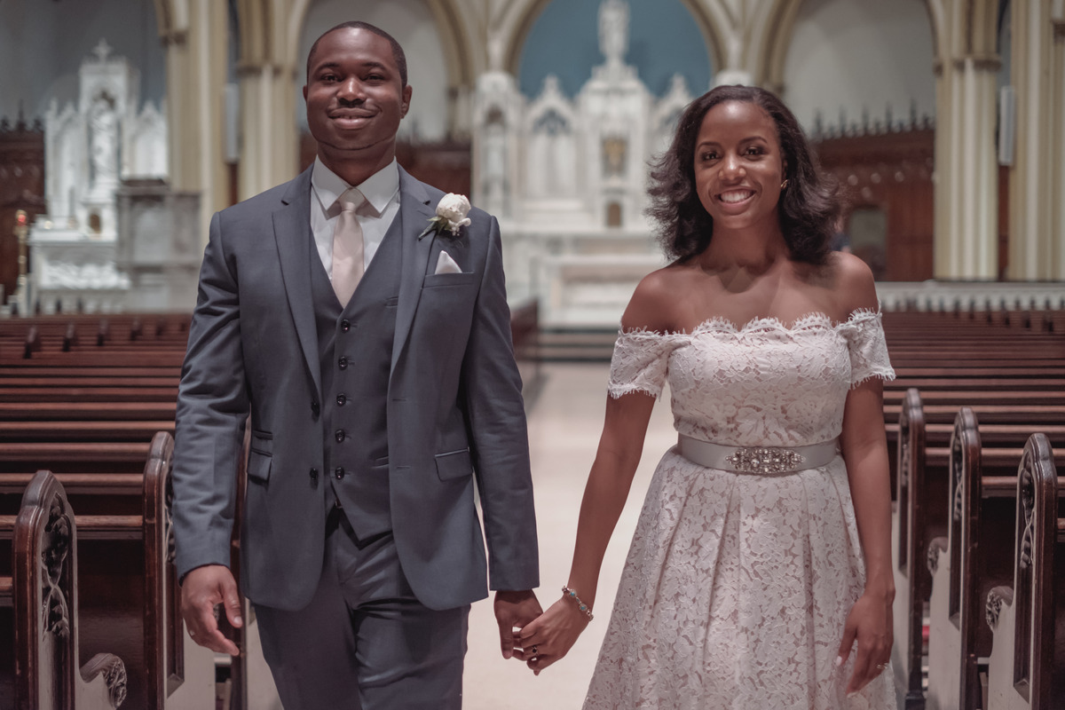 Lace Off shoulder Dress For Wife With Gray Suit For Husband