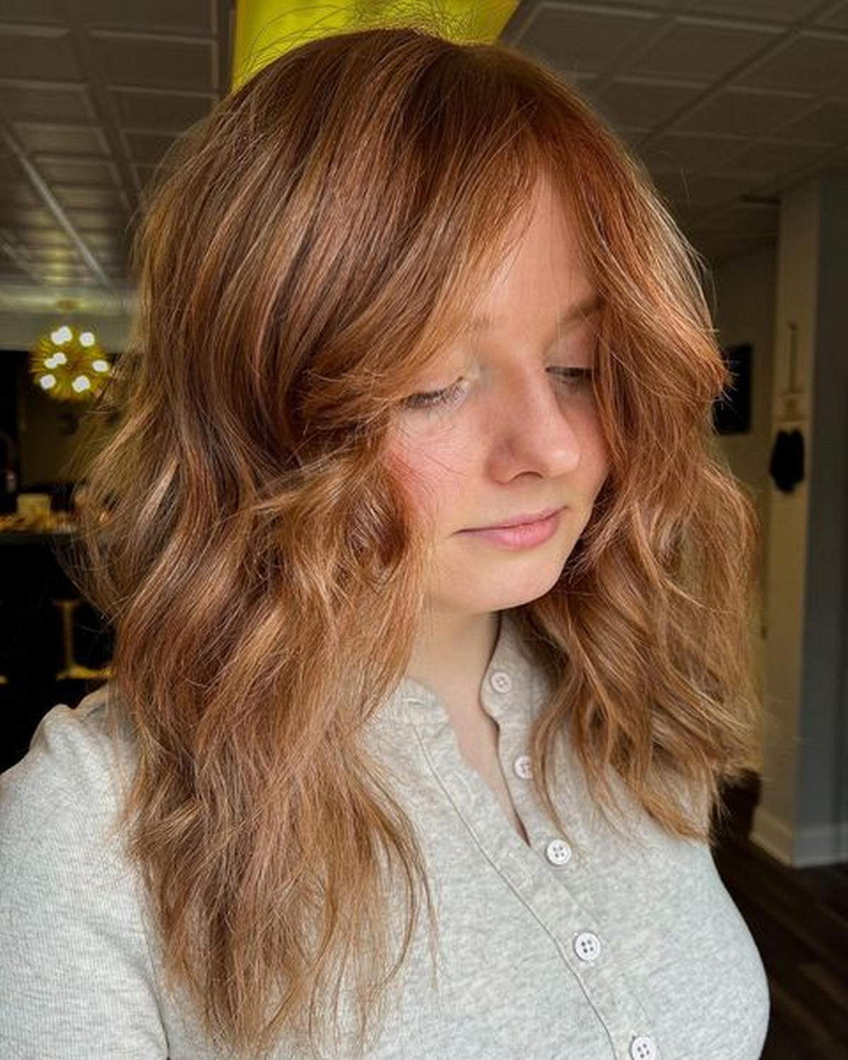 Layered Strawberry Blonde Haircut