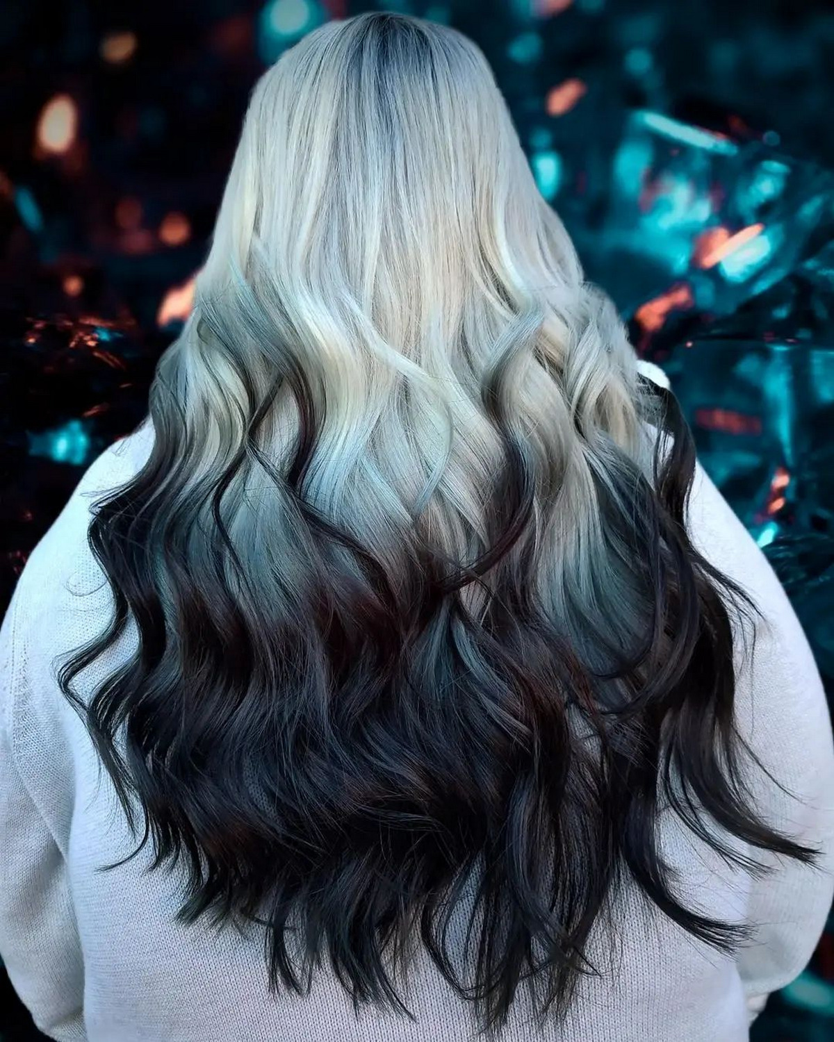 Platinum and Dark Green Balayage