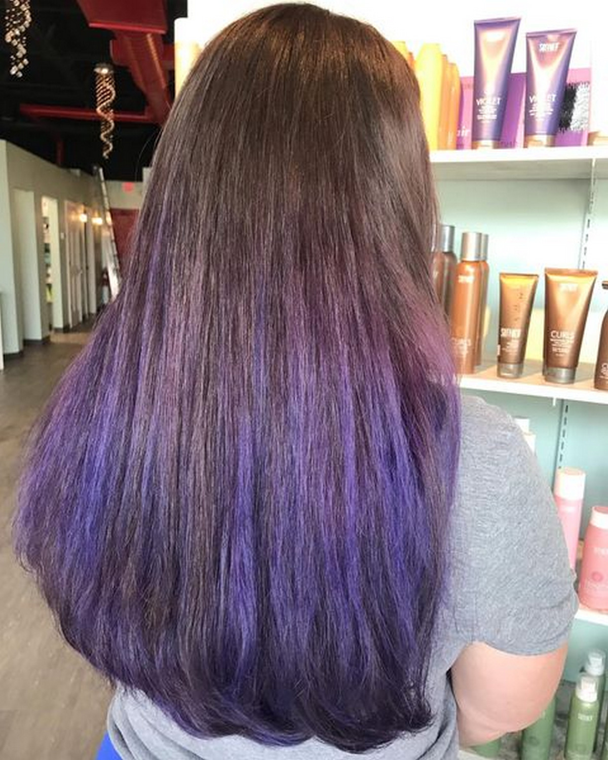 Brown Hair with Purple Highlights