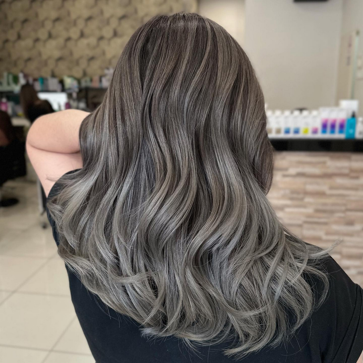 Light Brown Ash Balayage Waves Hair